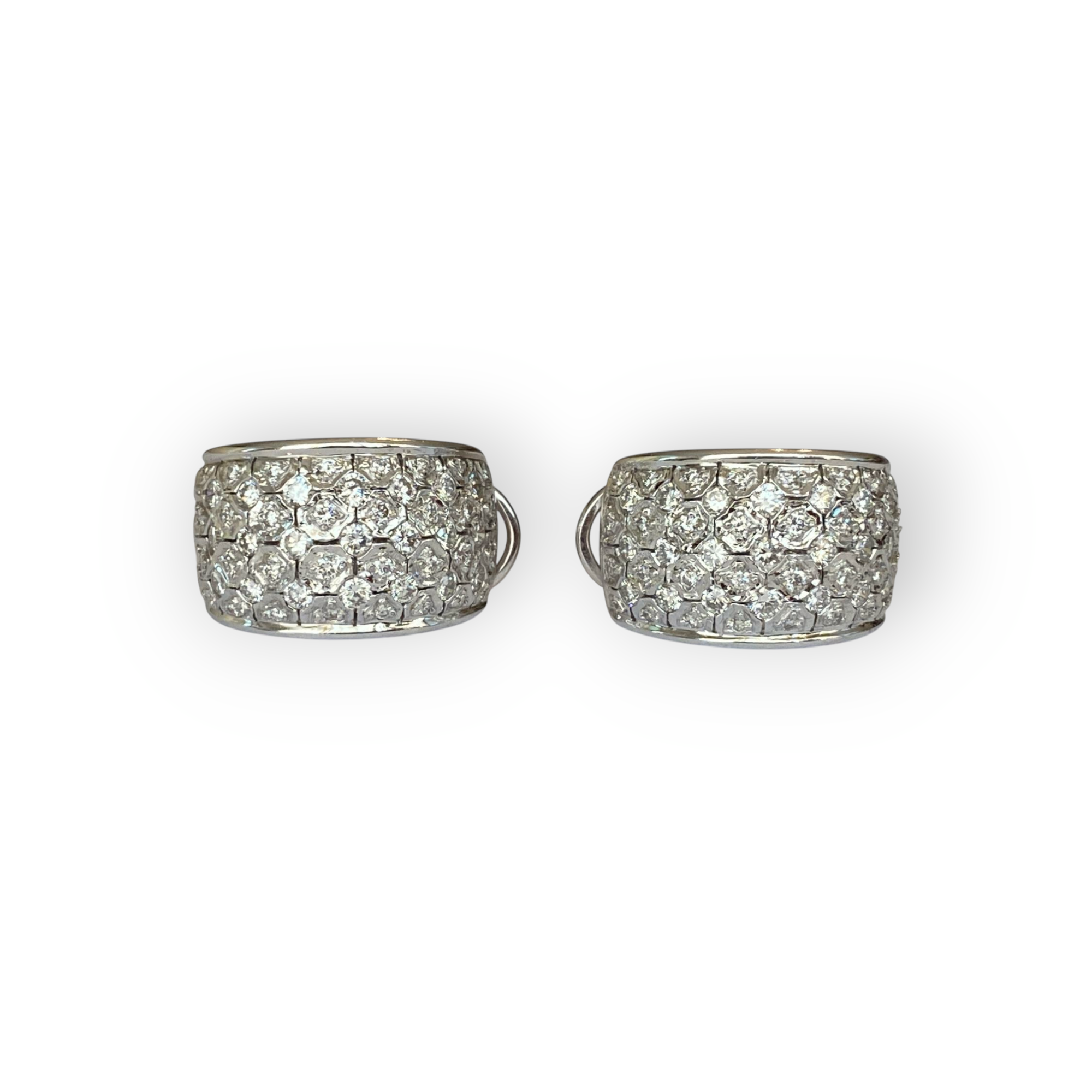 Pavé Set 2.22 ct Diamond & White 18 kt Gold Hoop Clip Earrings