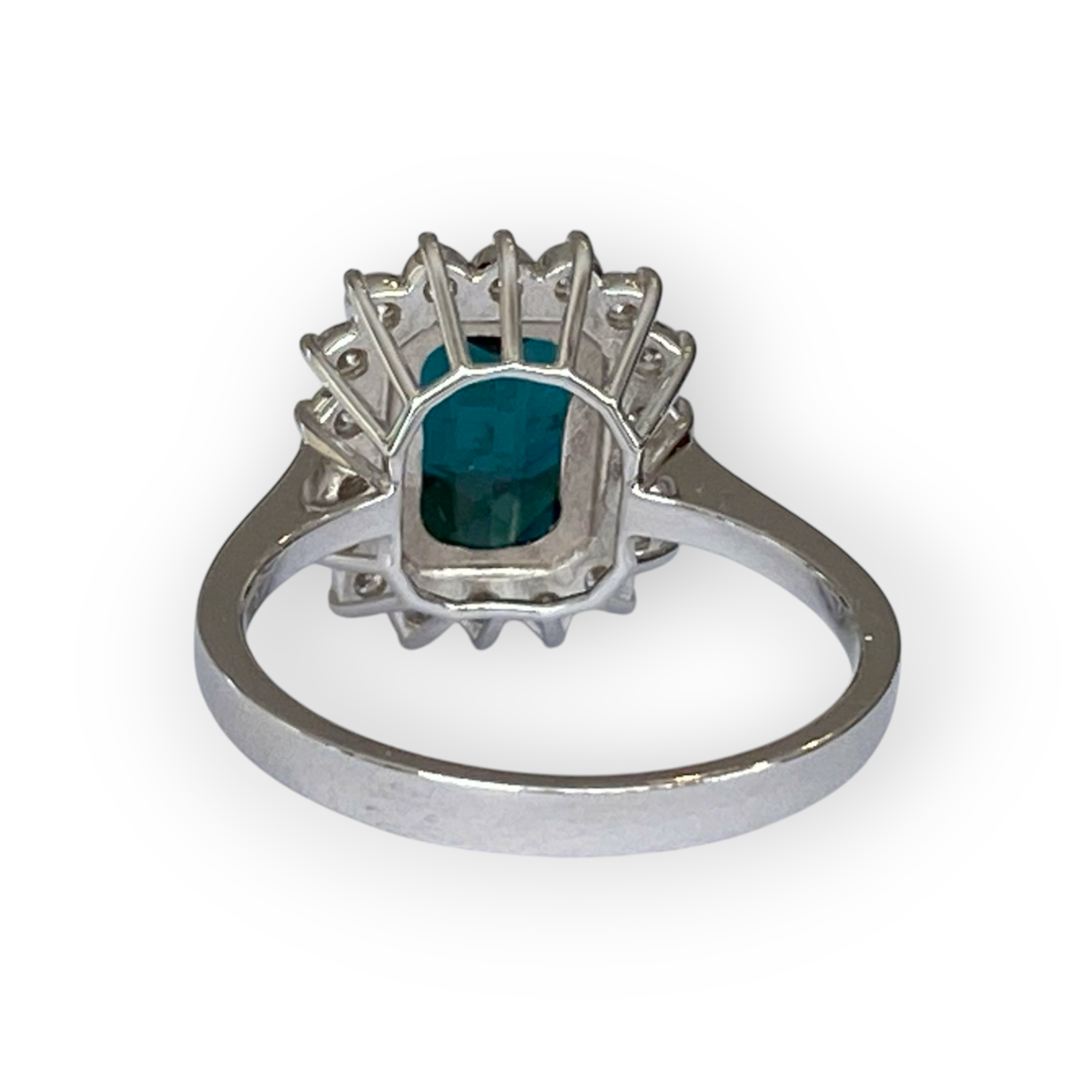 Certified 2.00 Carat Lagoon Tourmaline & Diamond Cocktail Ring in 18 kt white gold