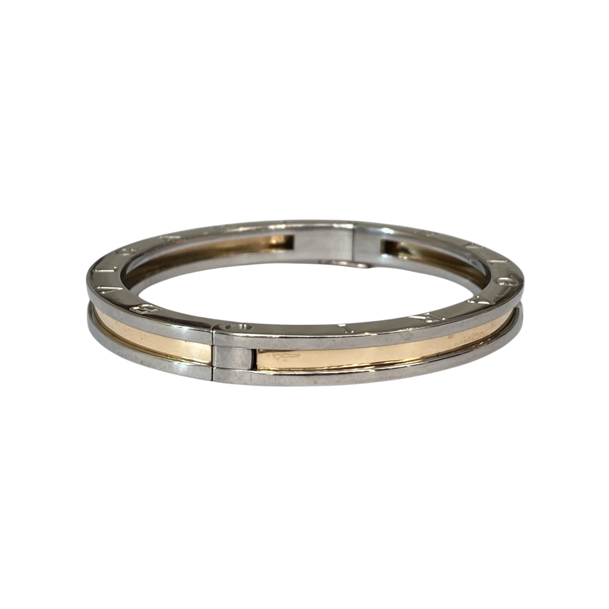 Bvlgari B-Zero1 Bracelet 18K YG Yellow Gold Stainless Steel Bangle Large size!