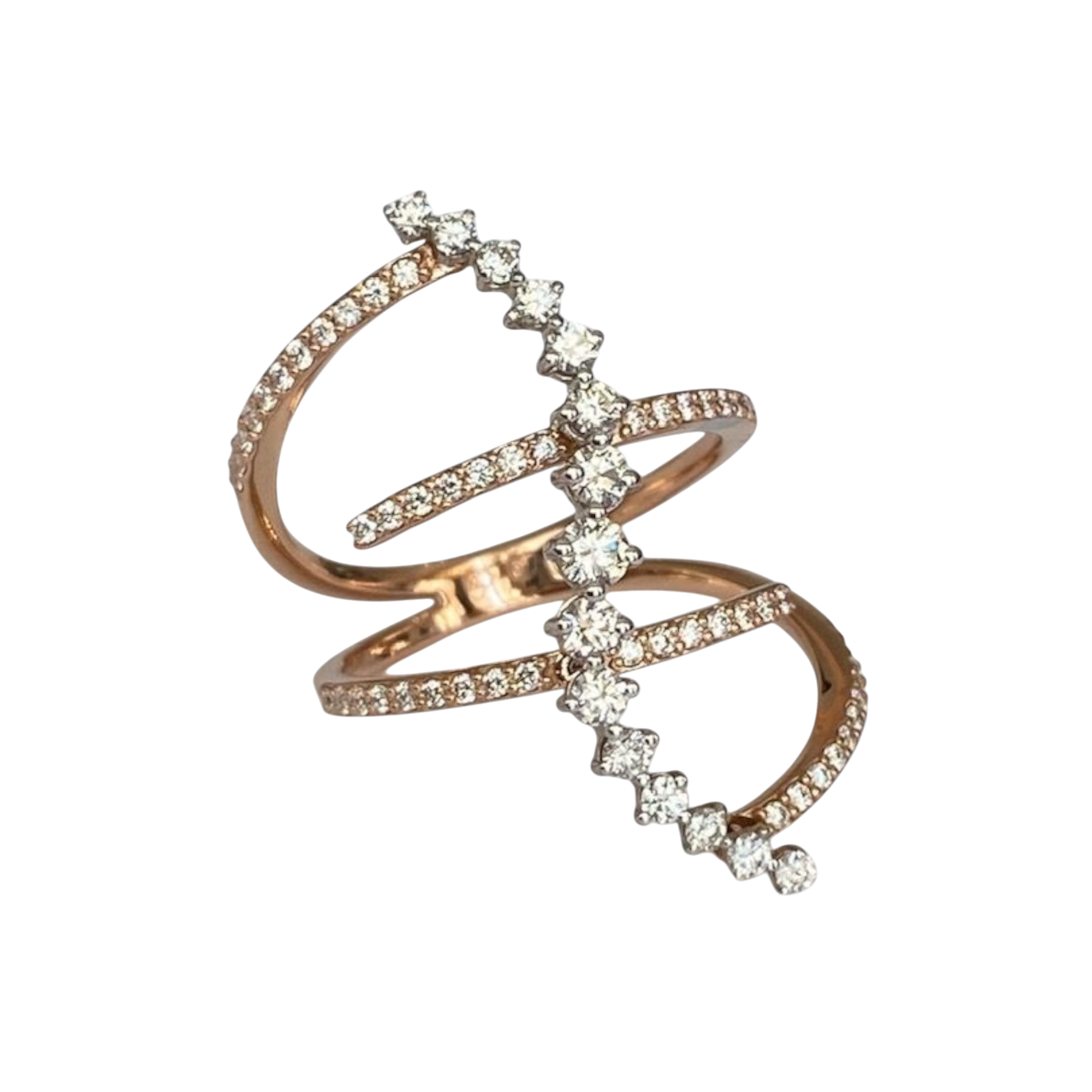 Exquisite diamond pink gold cocktail ring