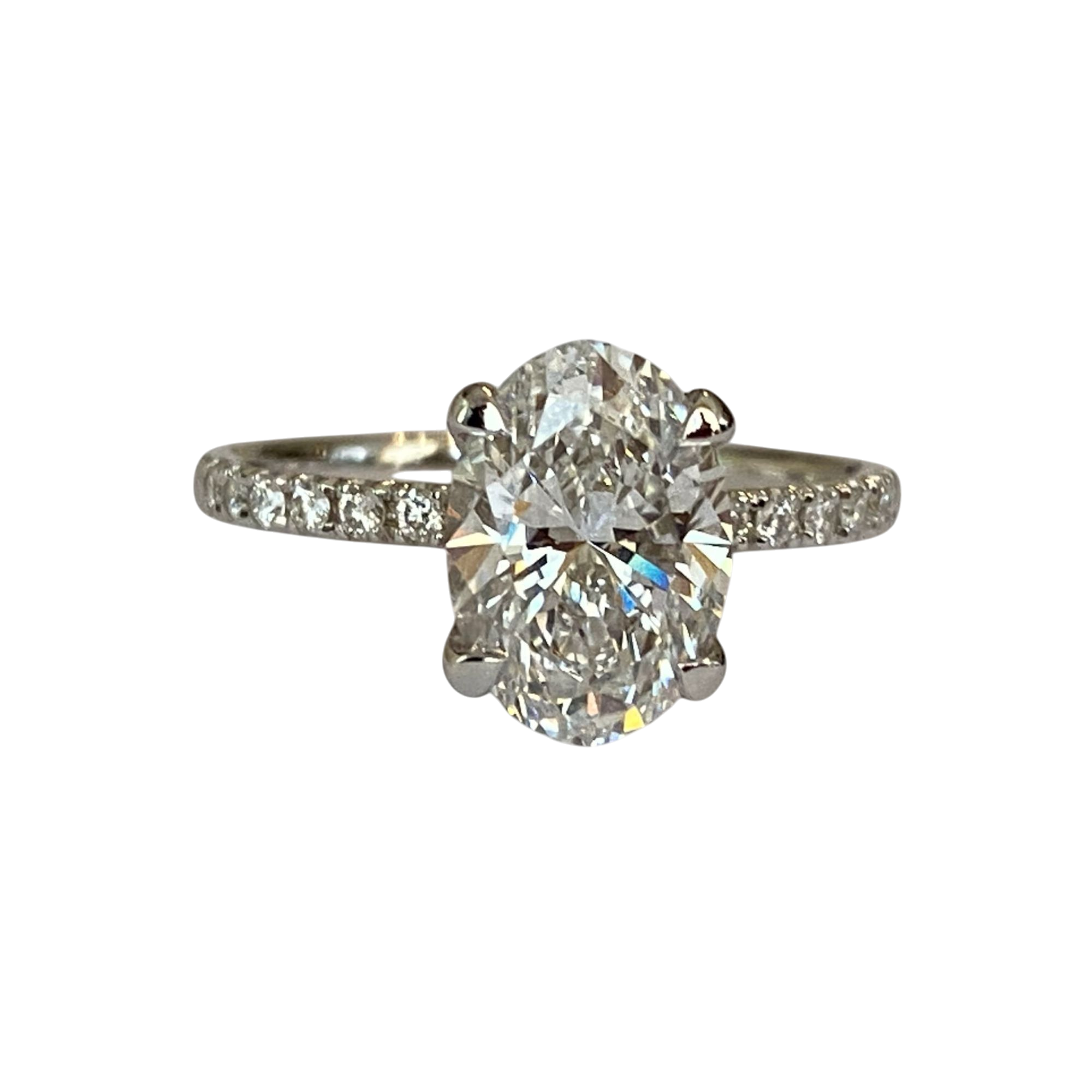 Engagement 18 Kt White Gold Ring with 2.10 Ct Lab-Grown Diamond and Natural Diamonds