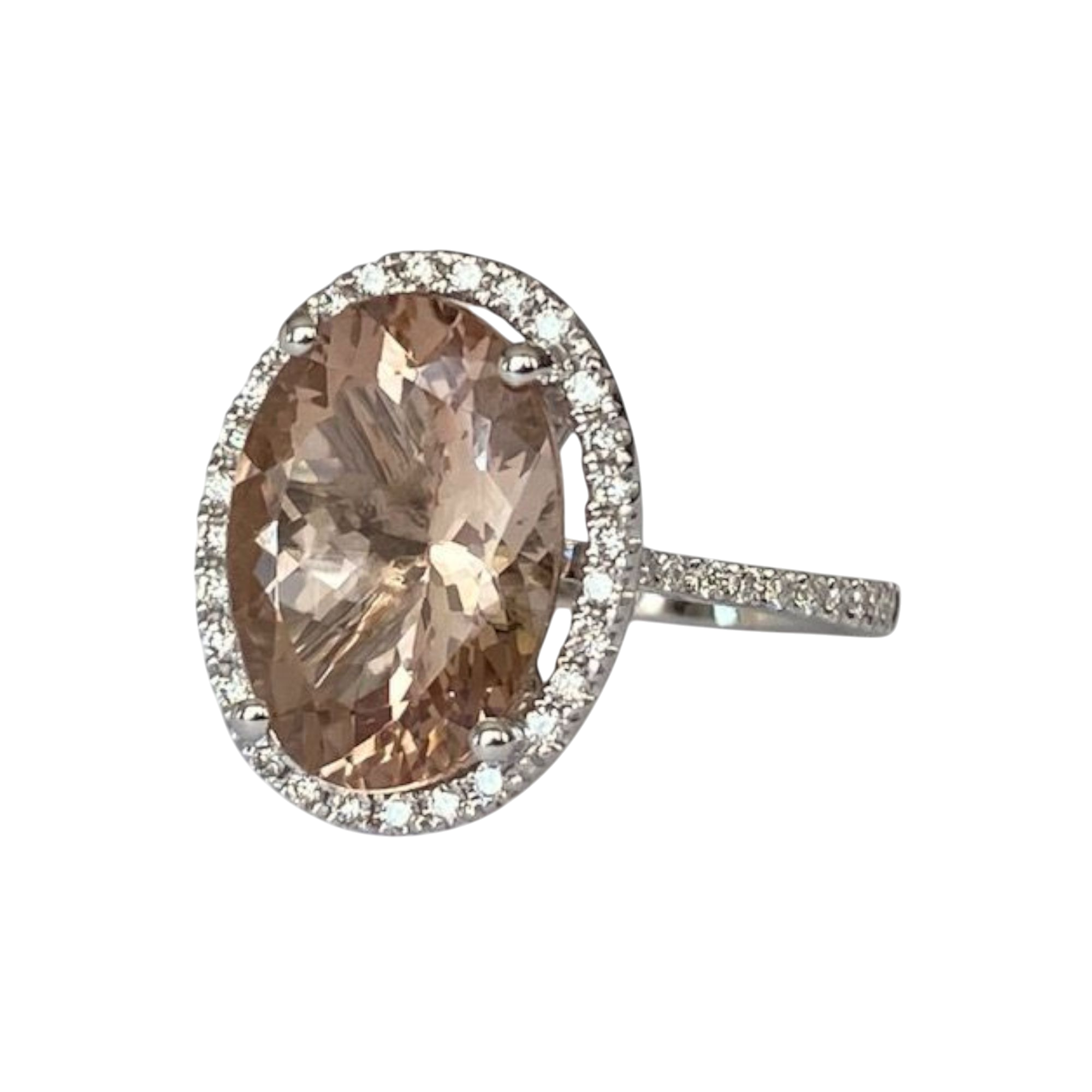 Pink Gold Ring with 4.92 Ct Morganite and Diamonds