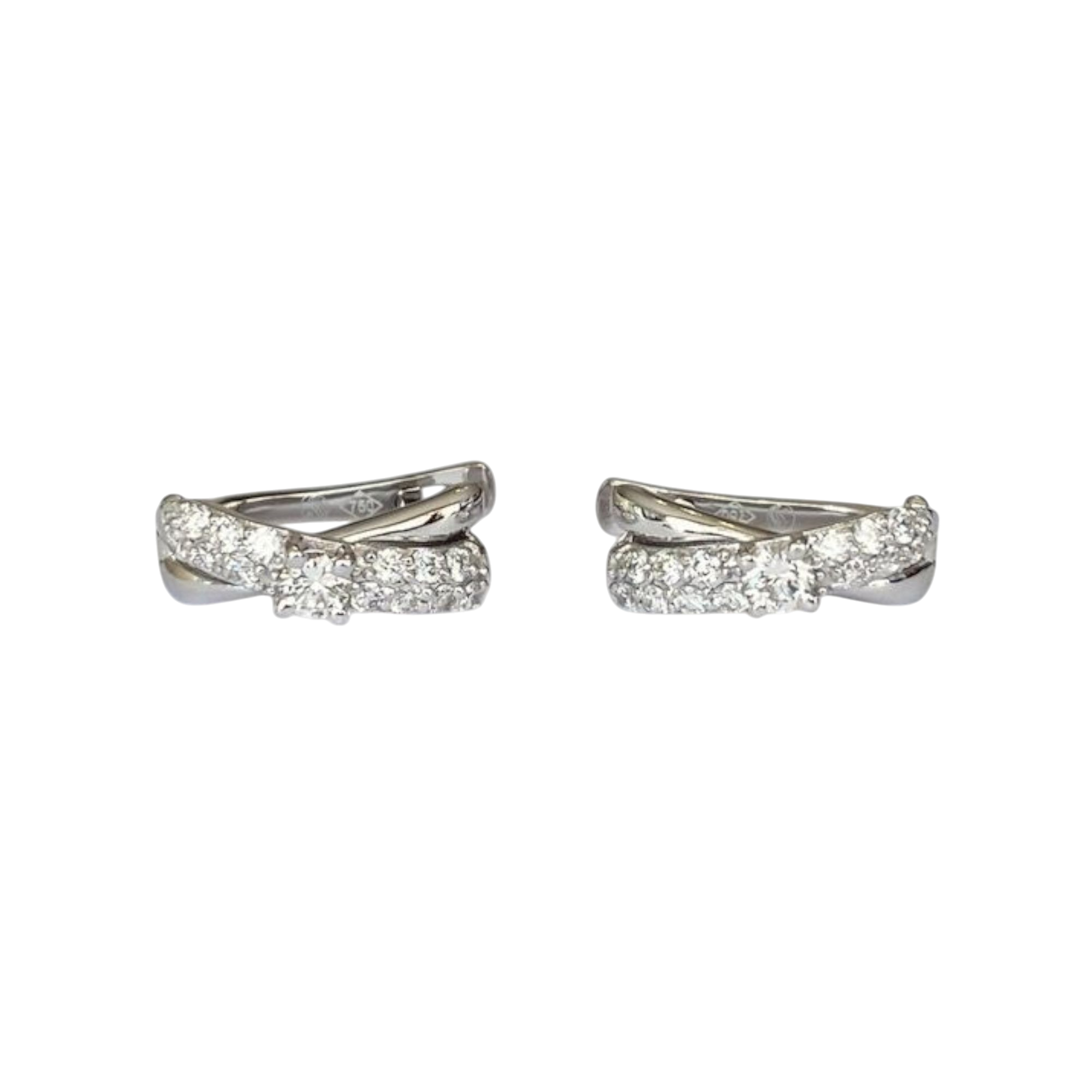 White Gold Hoop Earrings with 0.60 Ct Diamonds