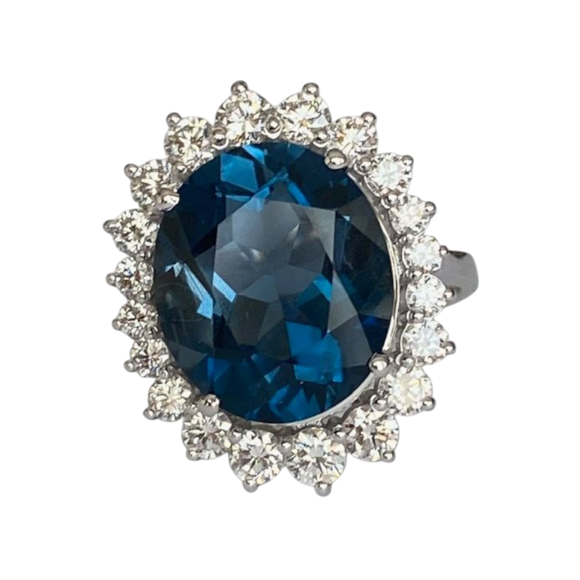 7.00 Ct London Blue Topaz & Diamond Cocktail Ring