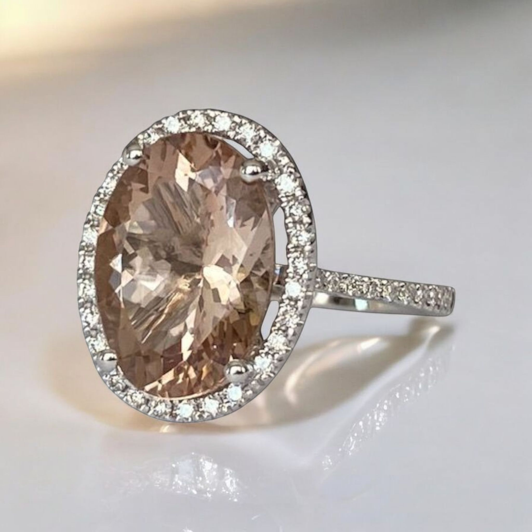 Pink Gold Ring with 4.92 Ct Morganite and Diamonds