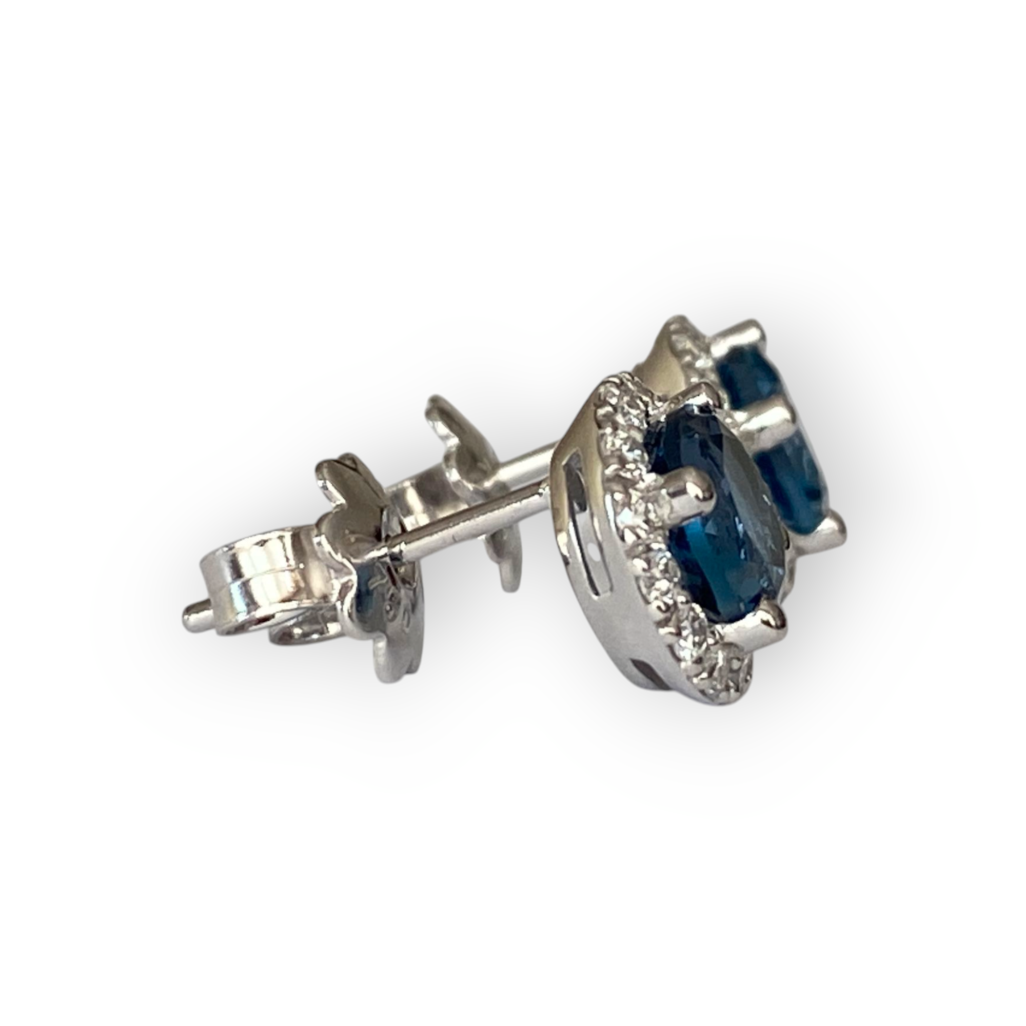 White Gold Stud Earrings with 2.50 Ct Topaz and Diamonds