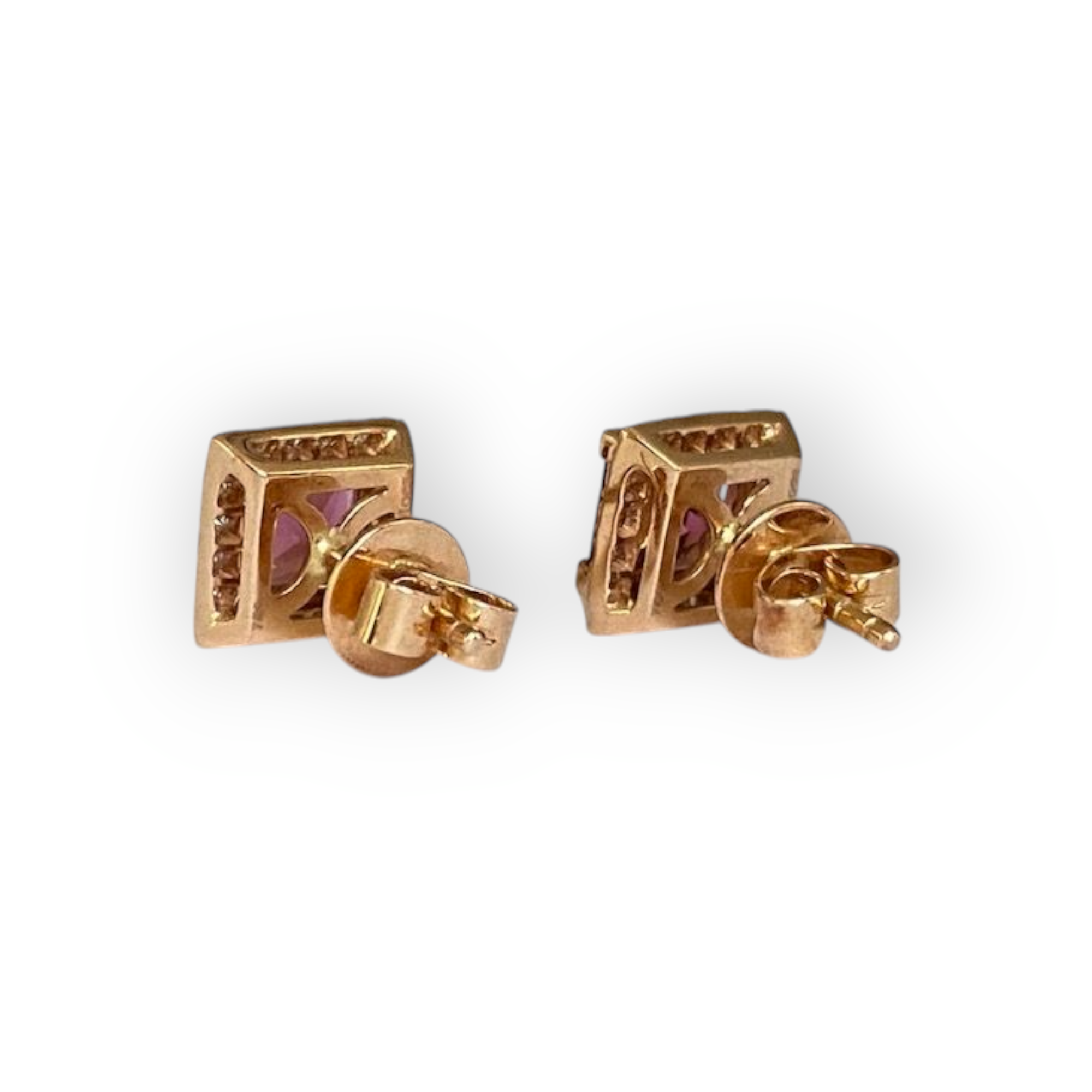Fred Moes,Pink Gold Diamond  Earrings with Tourmalines