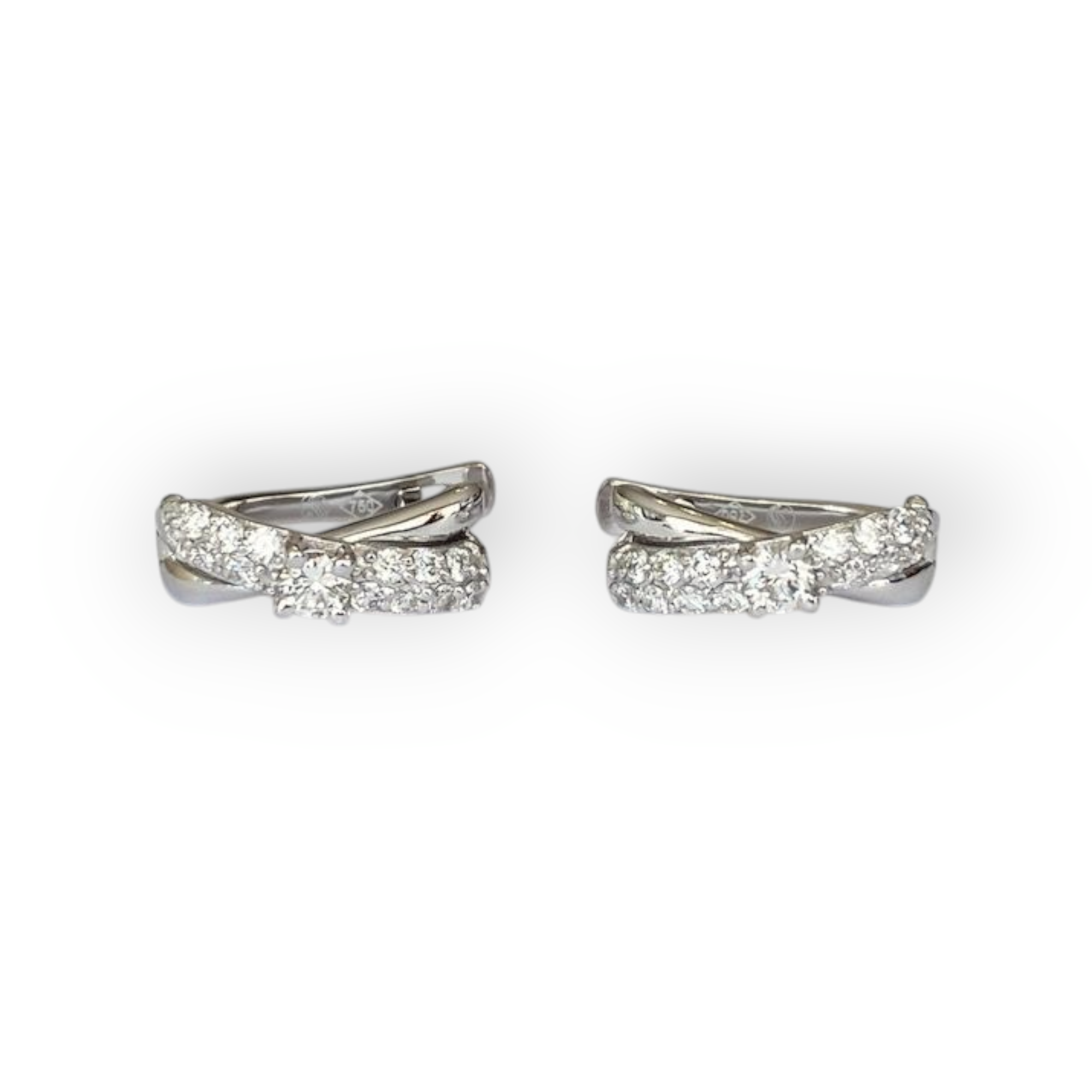 White Gold Hoop Earrings with 0.60 Ct Diamonds
