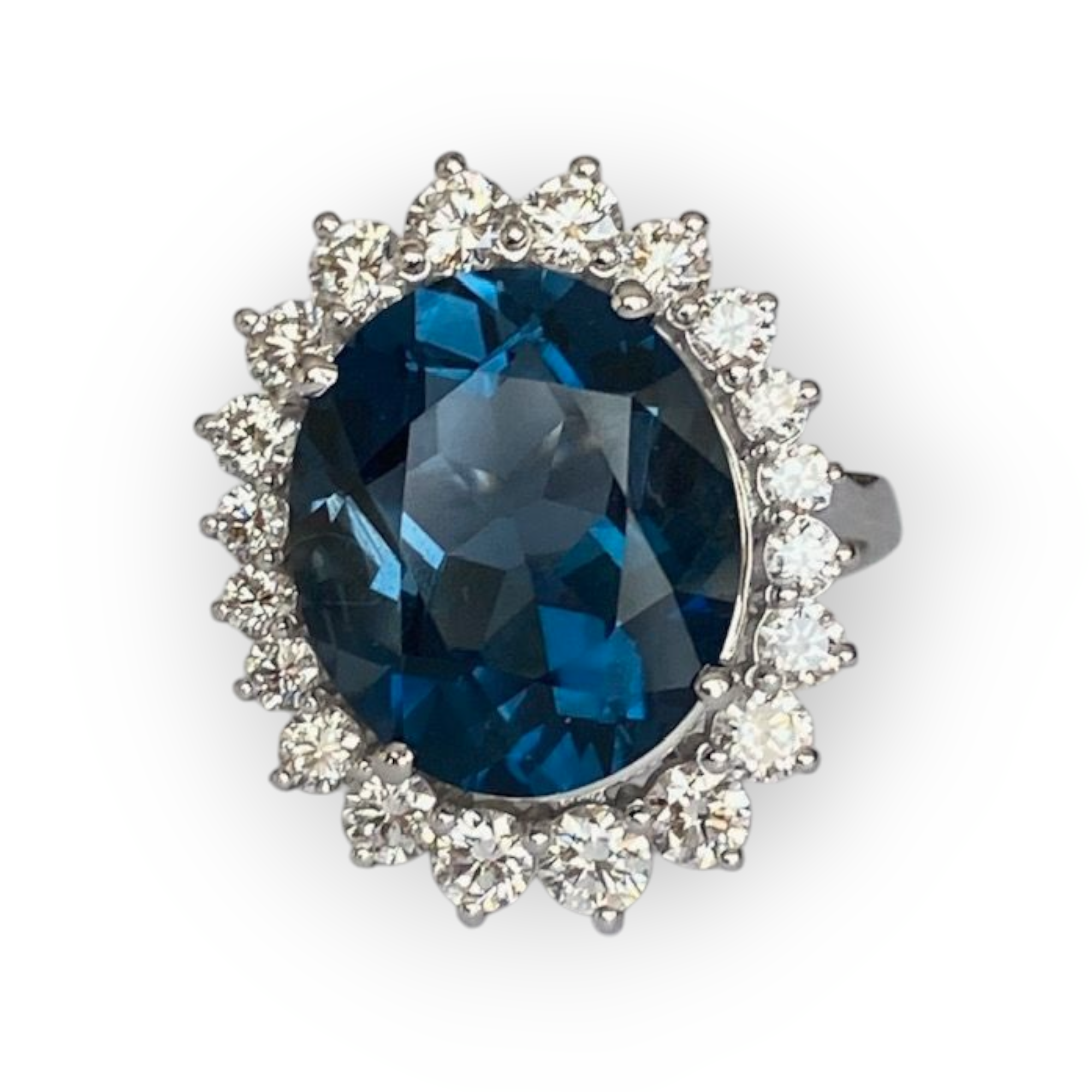 7.00 Ct London Blue Topaz & Diamond Cocktail Ring