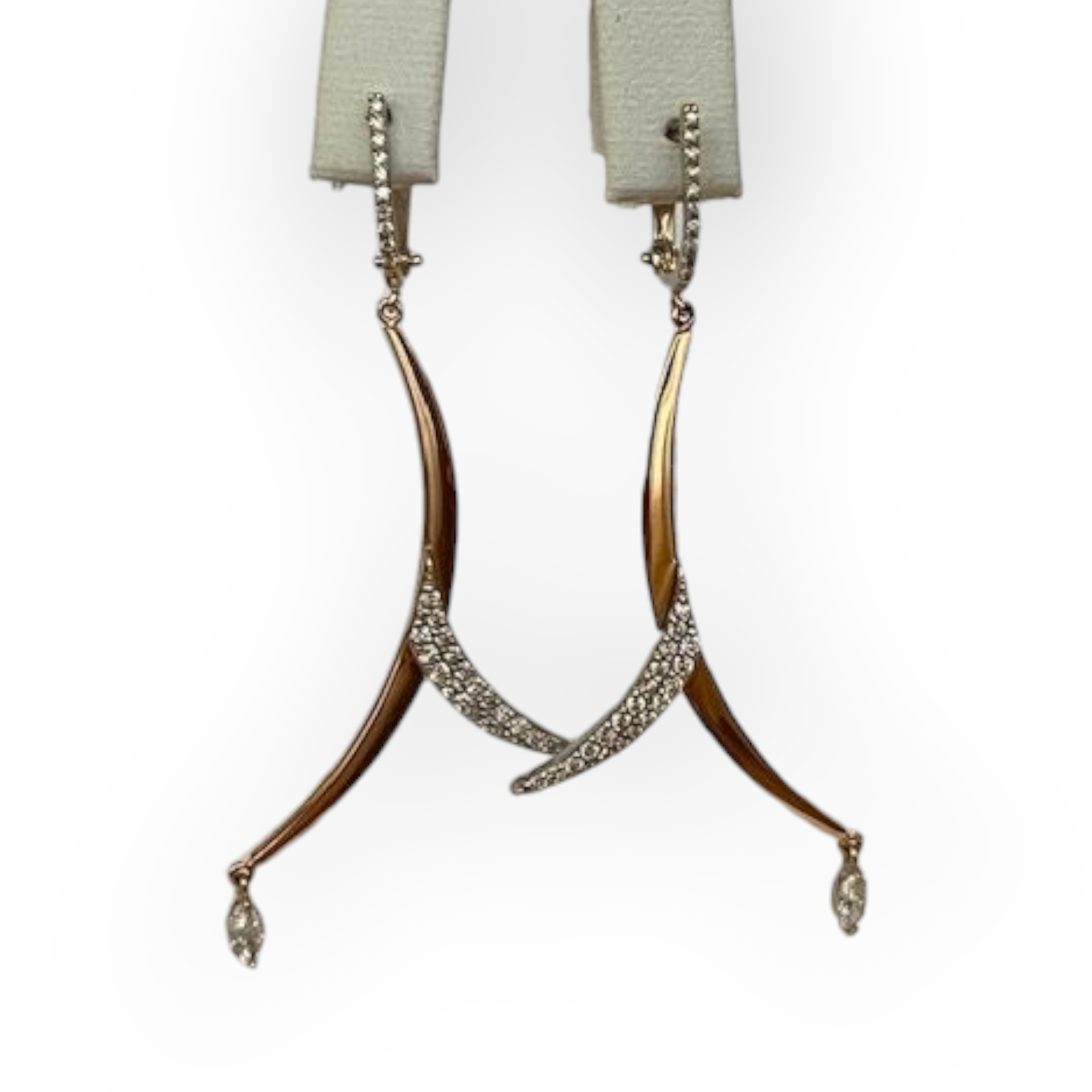 18 Kt Pink Gold Chandelier Earrings with 0.70 Ct Diamonds
