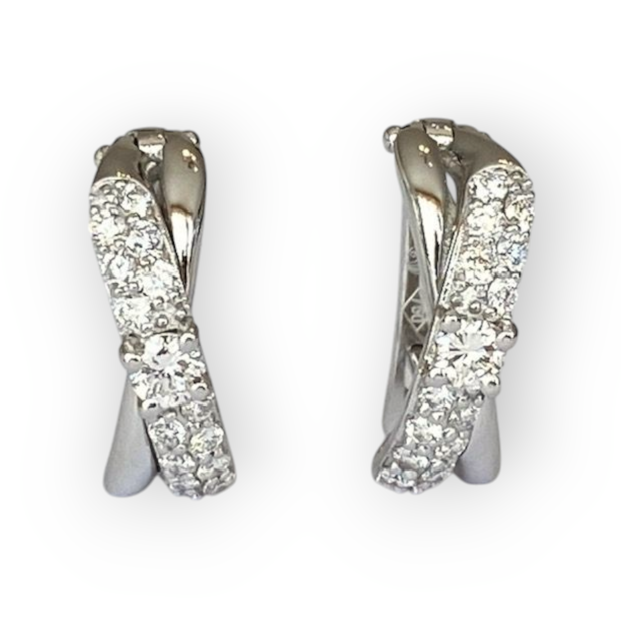 White Gold Hoop Earrings with 0.60 Ct Diamonds