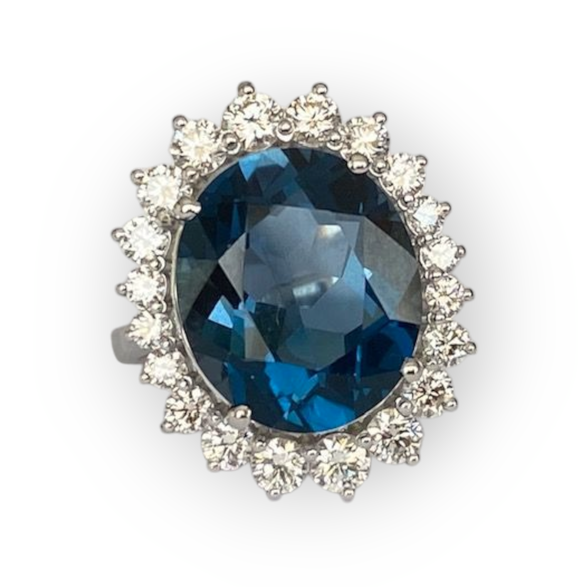 7.00 Ct London Blue Topaz & Diamond Cocktail Ring