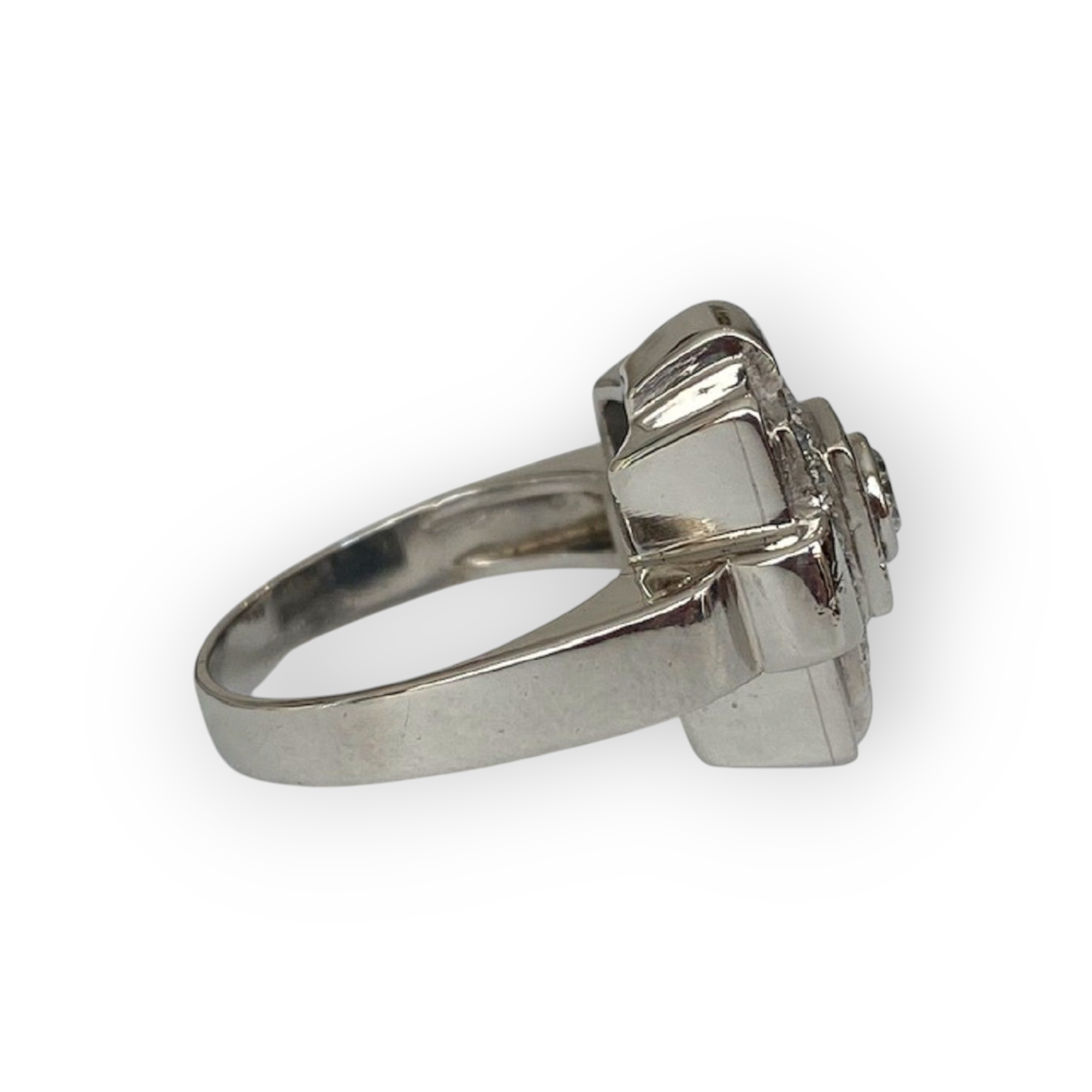 Platina Authentieke  Art Deco Ring with Approx. 0.40 Ct Diamonds