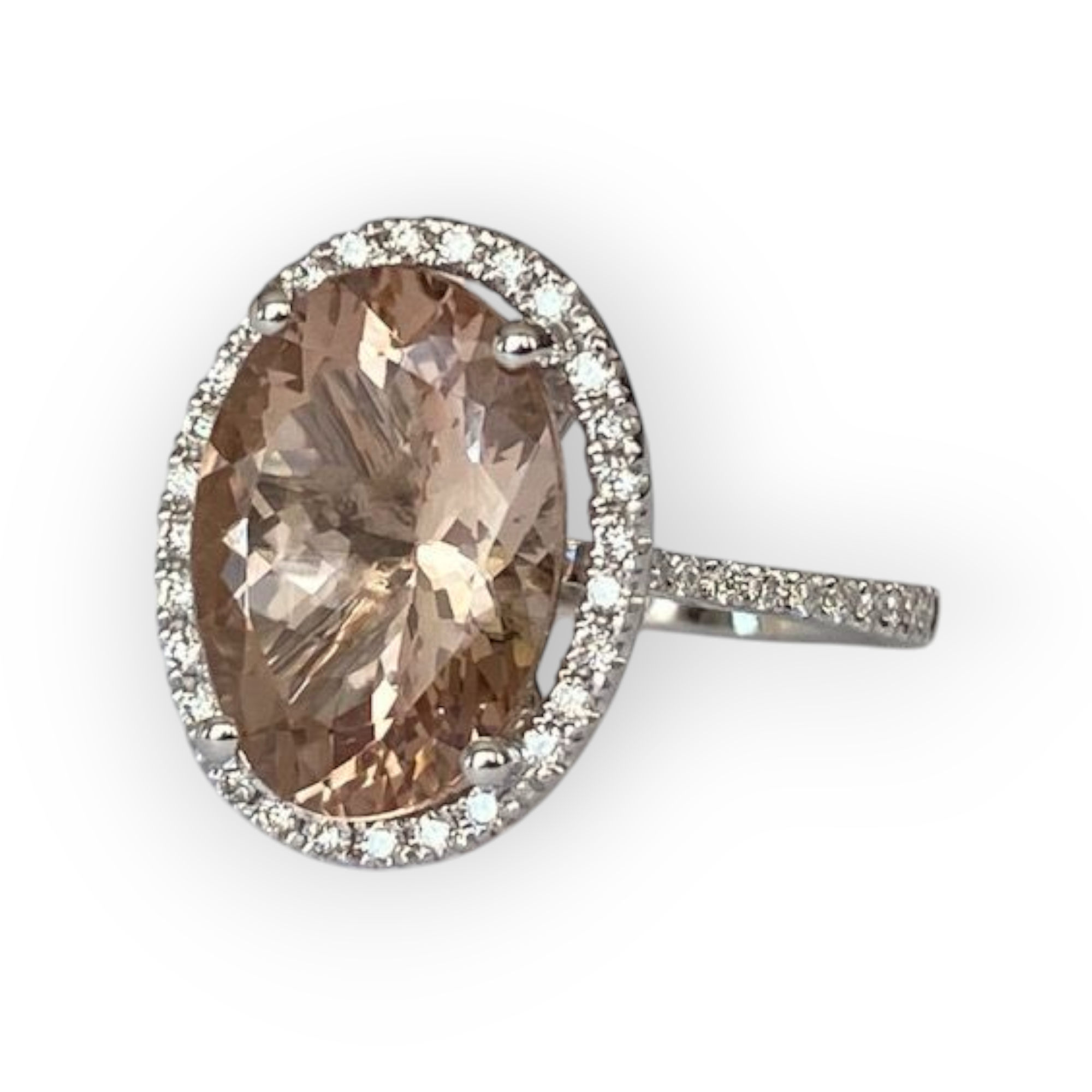 Pink Gold Ring with 4.92 Ct Morganite and Diamonds