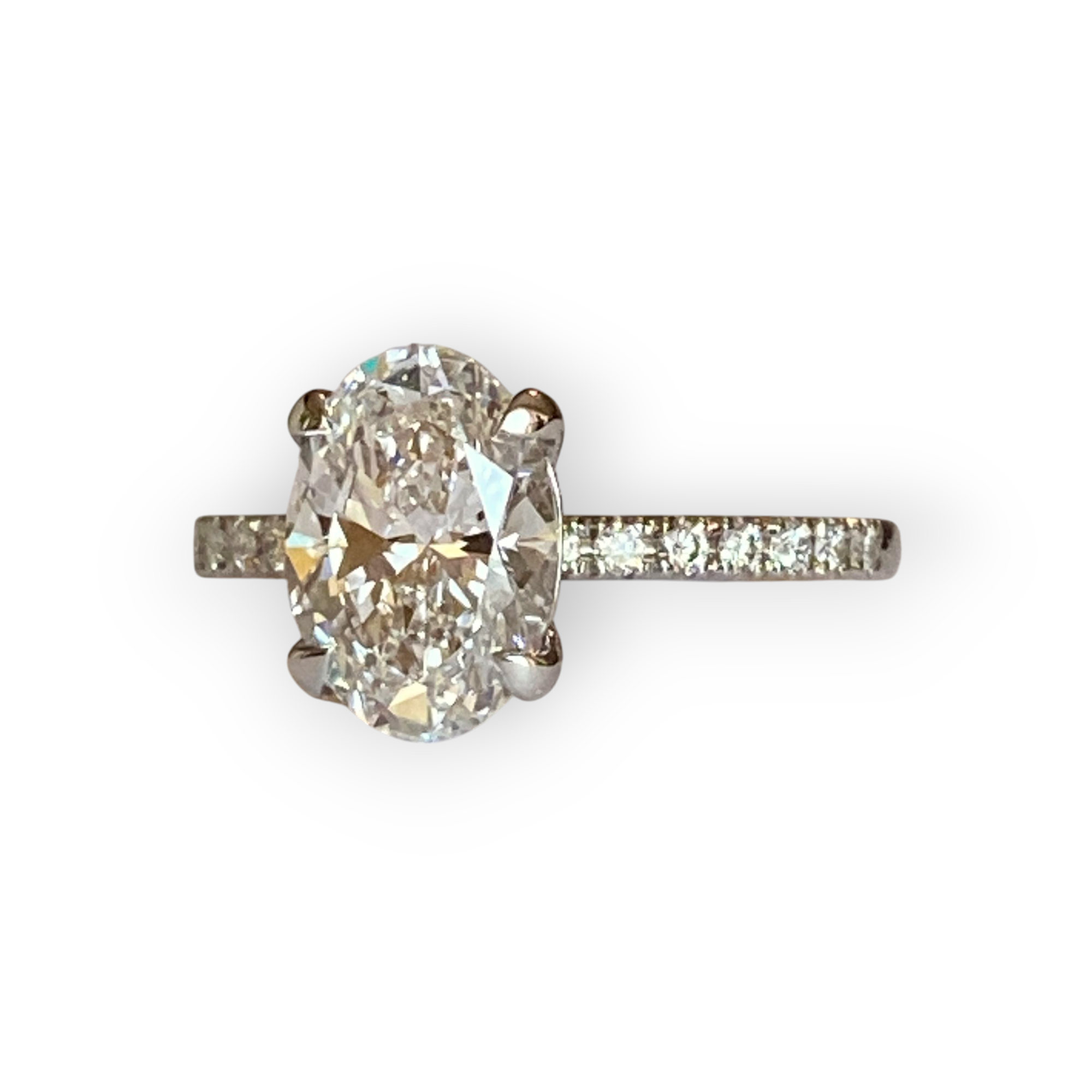 Engagement 18 Kt White Gold Ring with 2.10 Ct Lab-Grown Diamond and Natural Diamonds