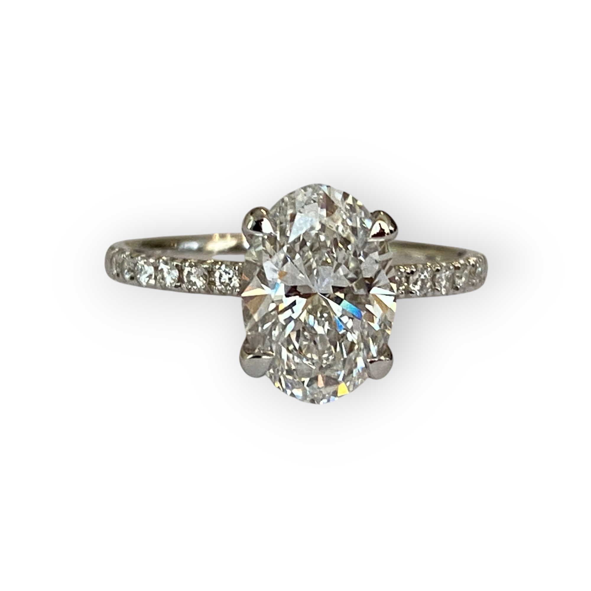 Engagement 18 Kt White Gold Ring with 2.10 Ct Lab-Grown Diamond and Natural Diamonds