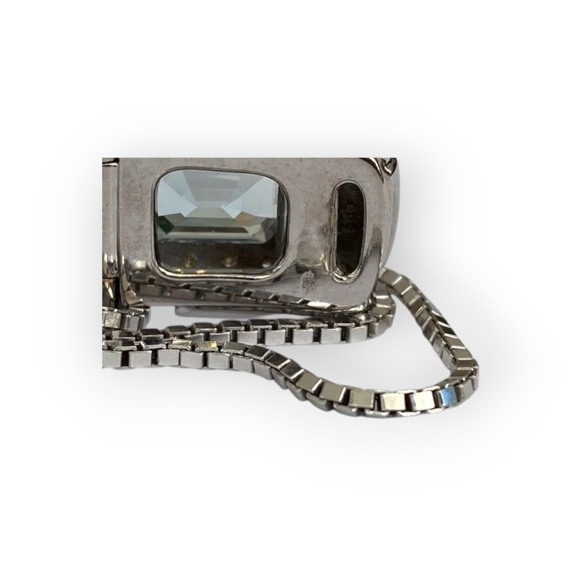 White Gold Necklace with Aquamarine and Diamond Pendant