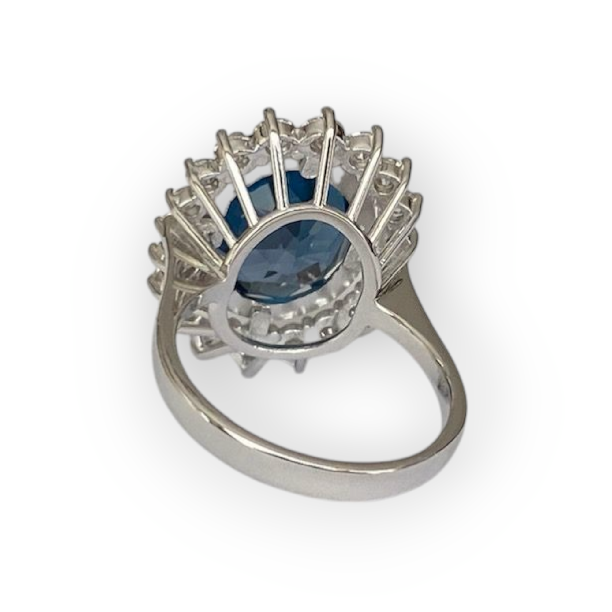 7.00 Ct London Blue Topaz & Diamond Cocktail Ring