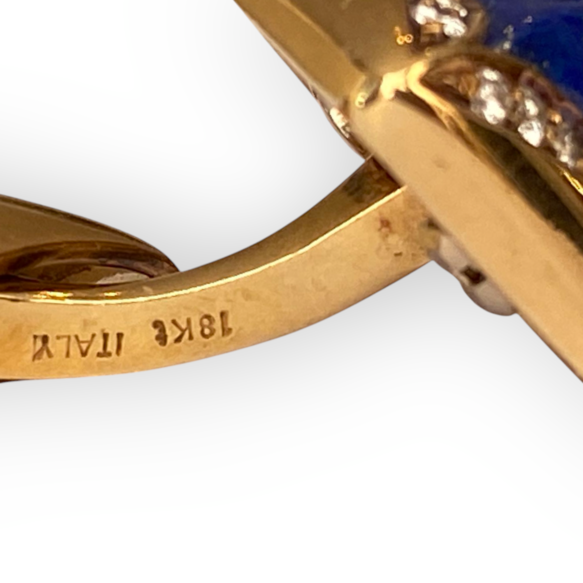 Yellow Gold Cufflinks Lapis Lazulis and Diamonds