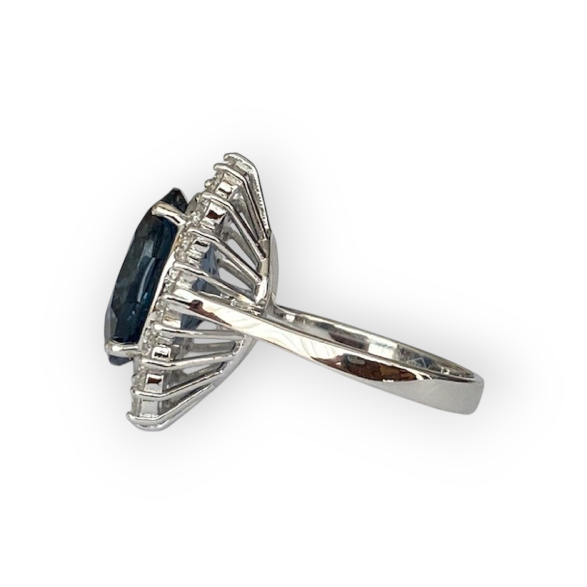 7.00 Ct London Blue Topaz & Diamond Cocktail Ring