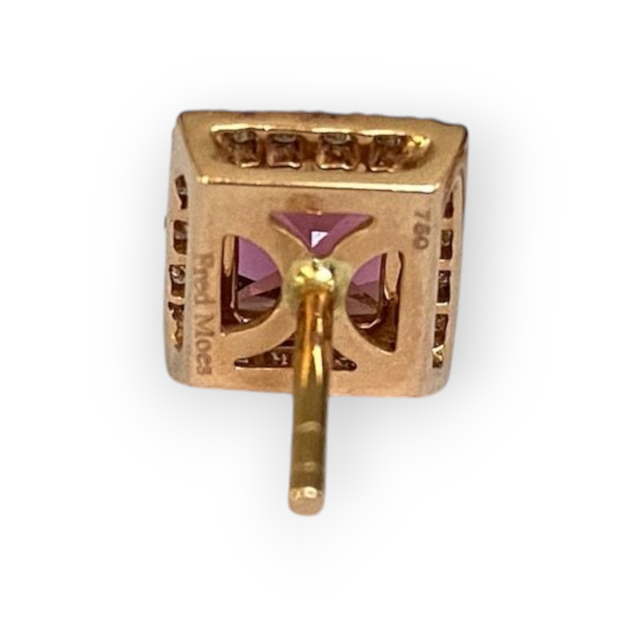 Fred Moes,Pink Gold Diamond  Earrings with Tourmalines