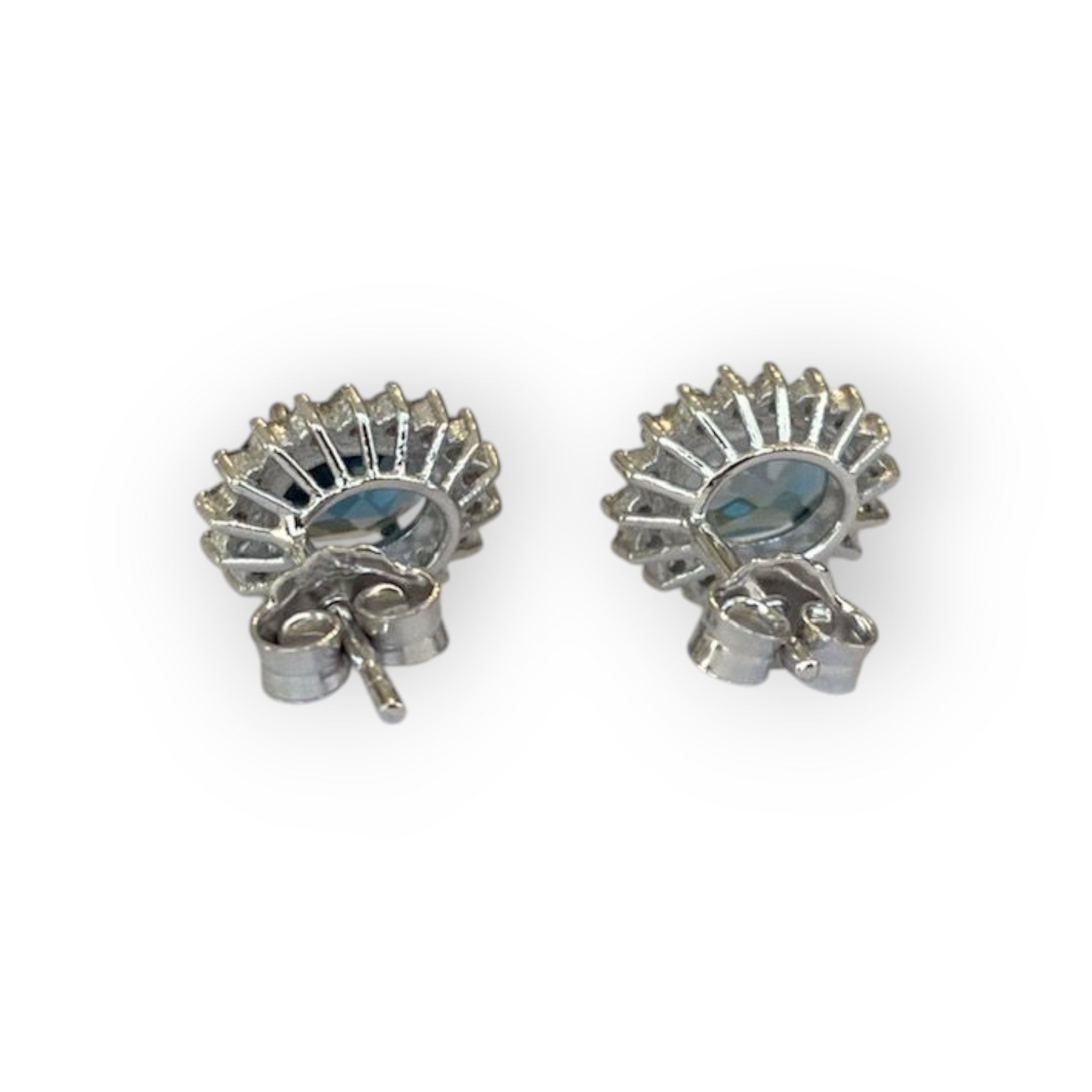White Gold Stud Earrings with 2.50 Ct Topaz and Diamonds