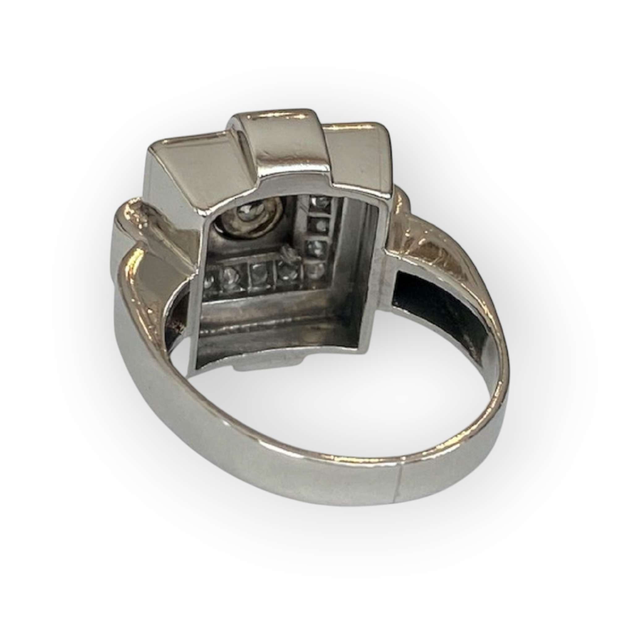 Platina Authentieke  Art Deco Ring with Approx. 0.40 Ct Diamonds
