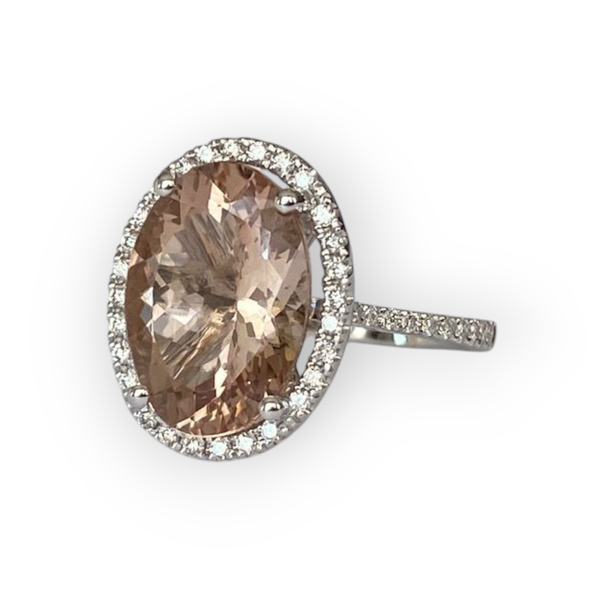 Pink Gold Ring with 4.92 Ct Morganite and Diamonds