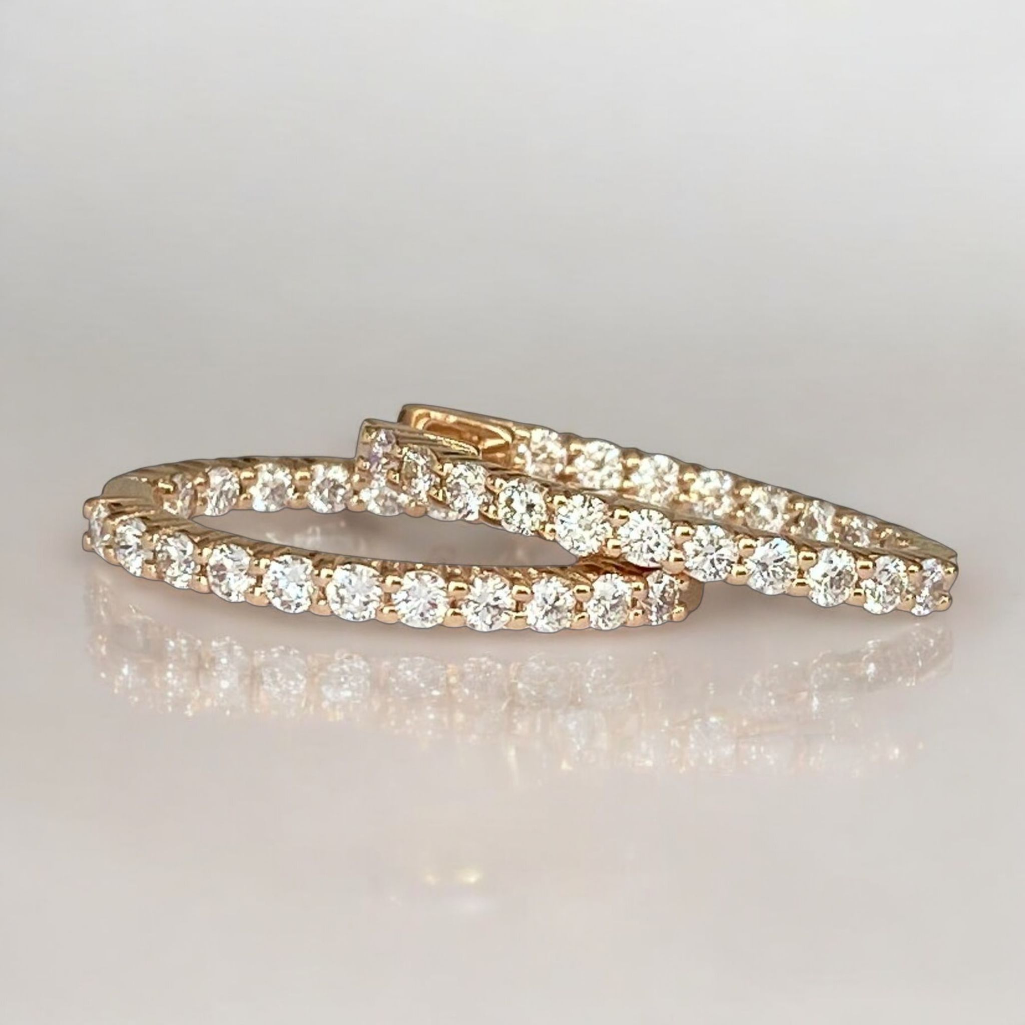 Rose Gold Huggies Hoop Diamond Earrings