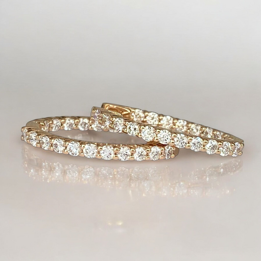Rose Gold Huggies Hoop Diamond Earrings