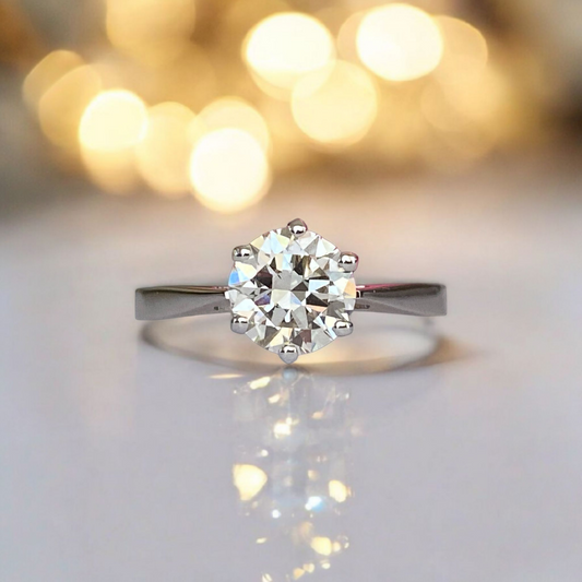 Certified 1.24 Carat  Old European Cut Diamond  White Gold Ring