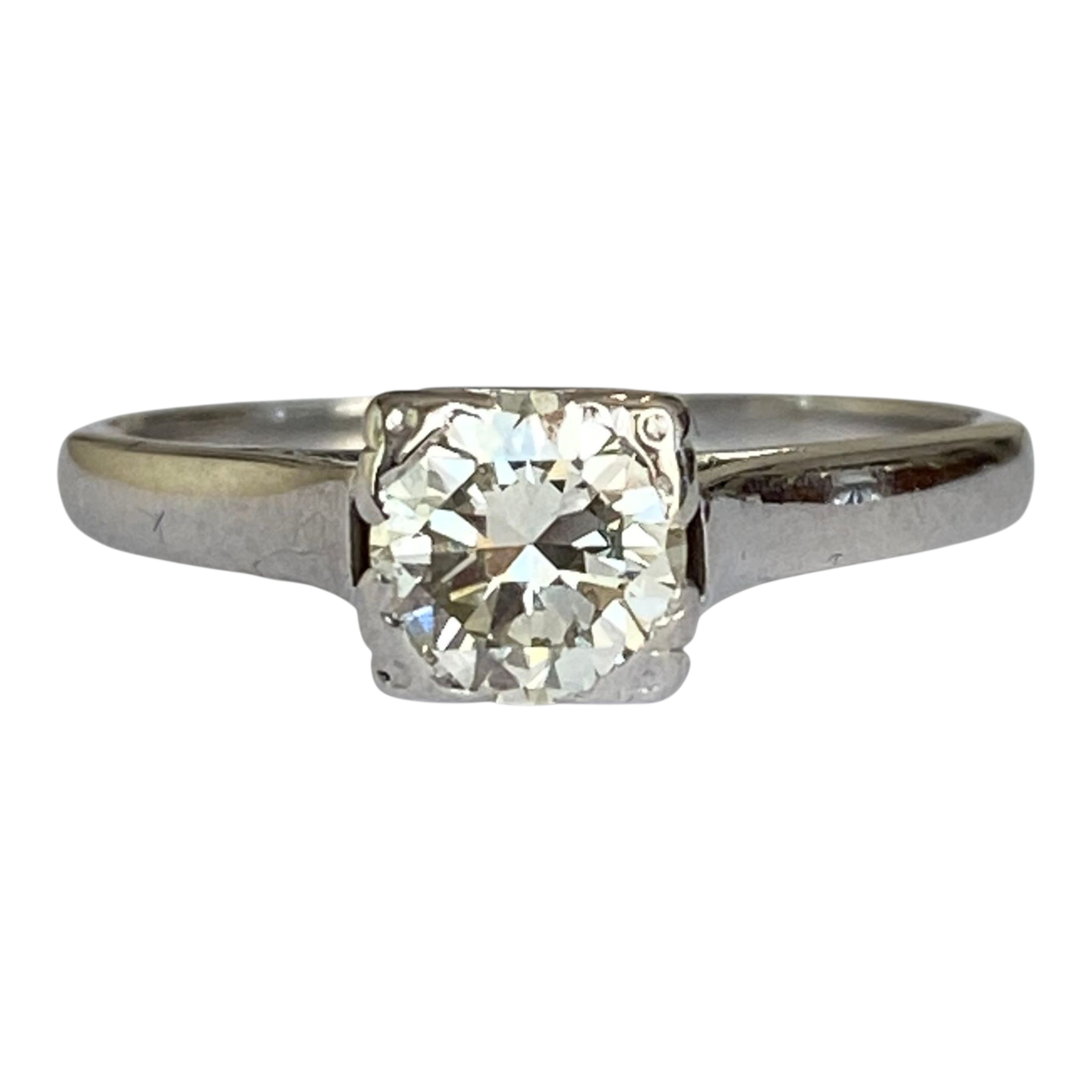 Late Art Deco 0.63  Carat Old European Brilliant Cut Diamond Solitaire Engagemen
