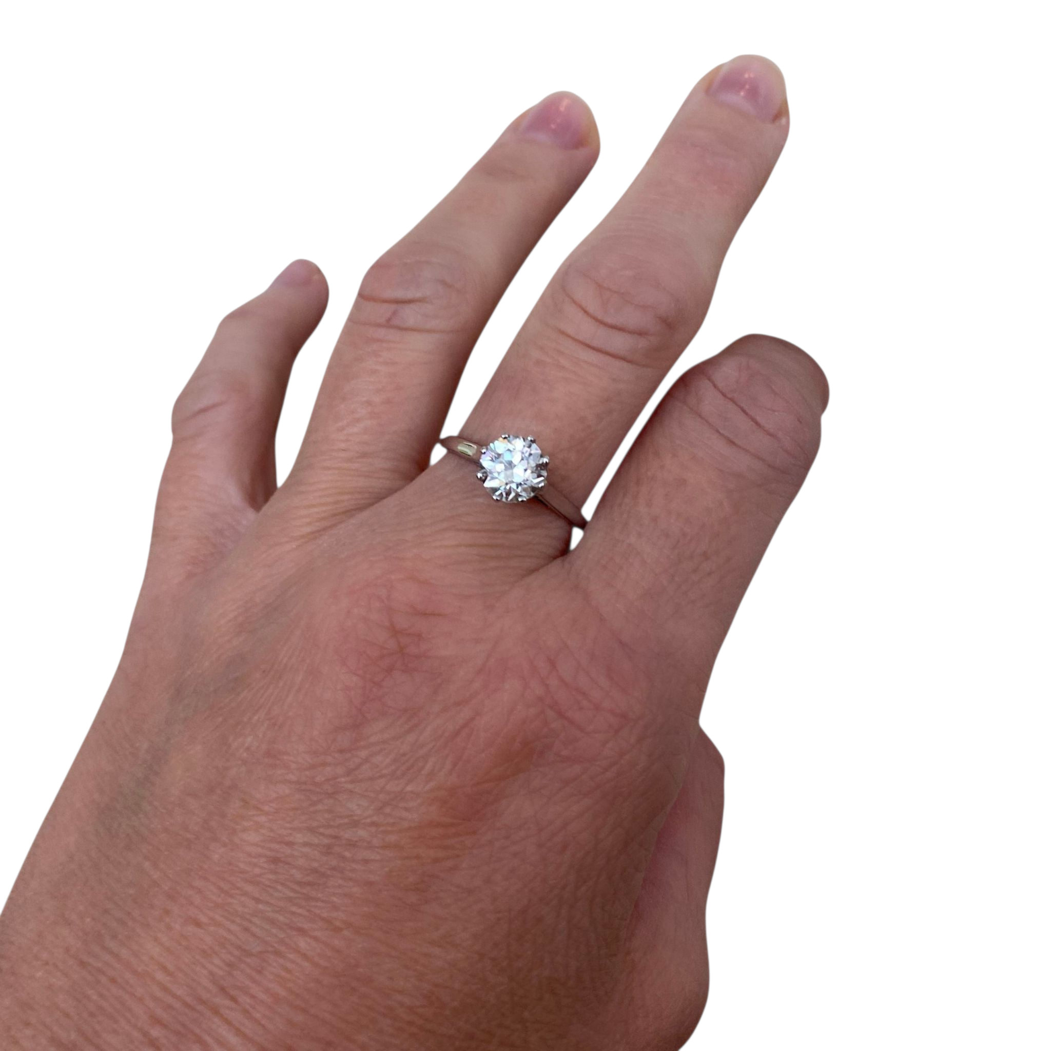 Late Art Deco 1.14 Carat Old European Brilliant Cut Diamond Solitaire Engagement