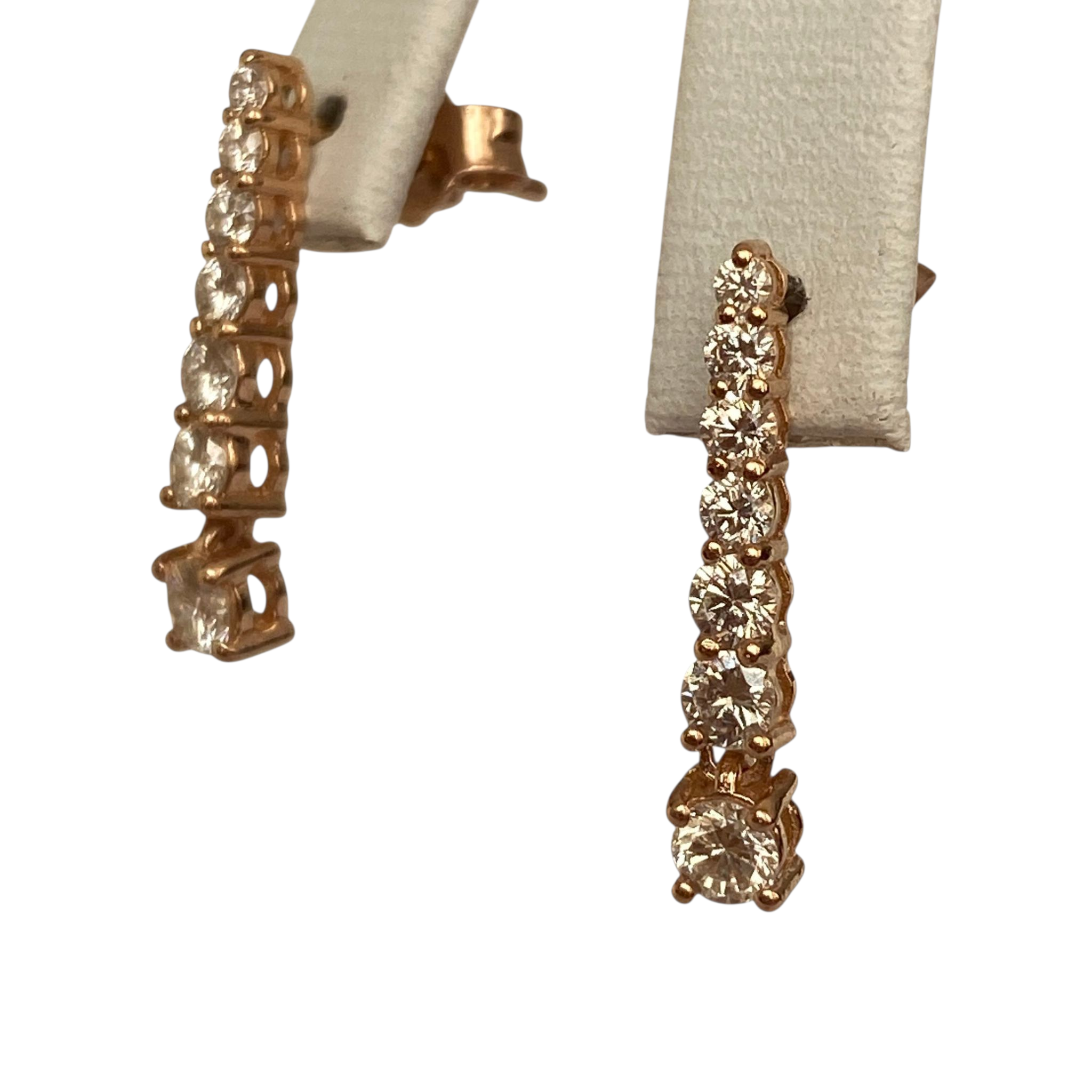 Rose 18 kt Gold Hanging Stud Earrings with Diamonds