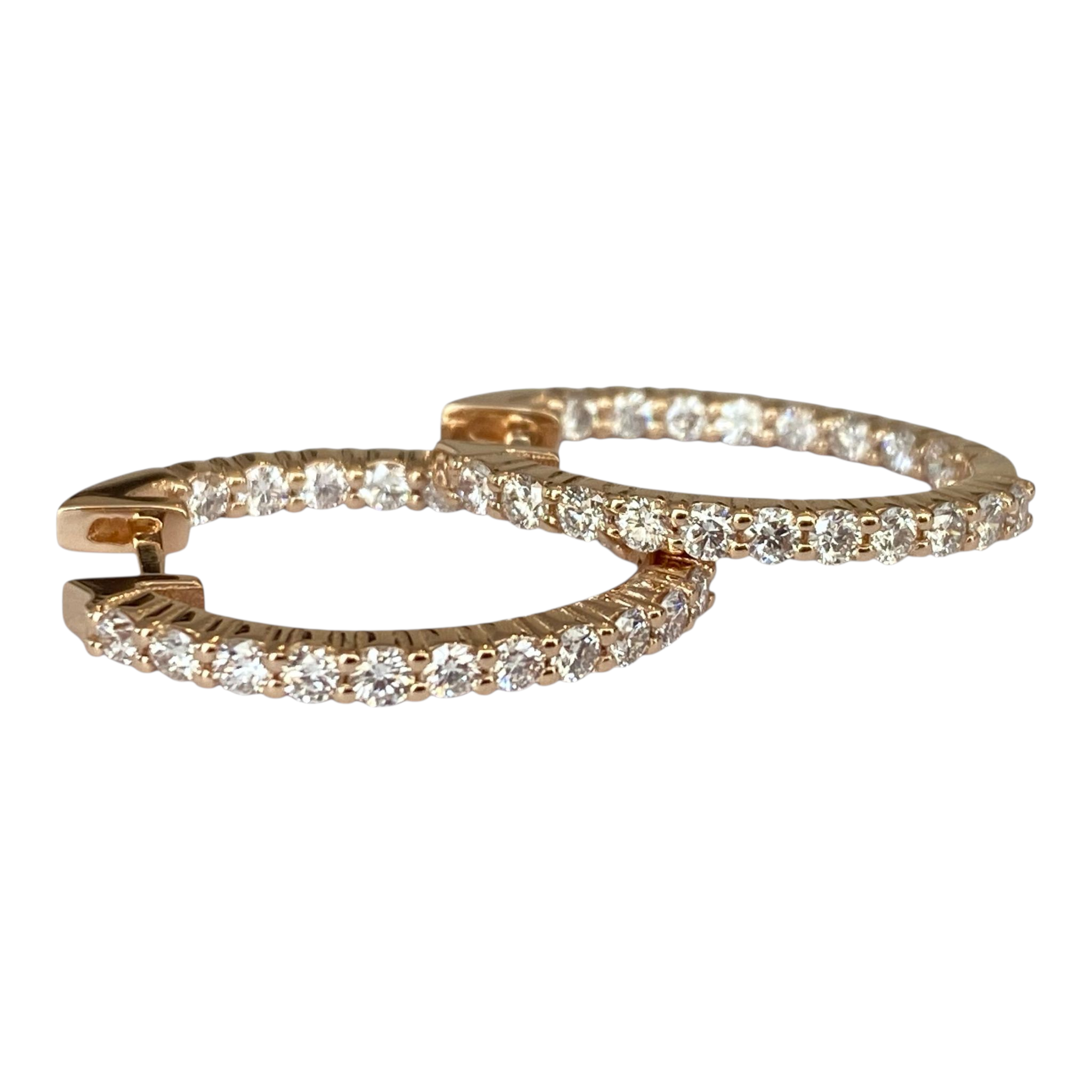 Rose Gold Huggies Hoop Diamond Earrings