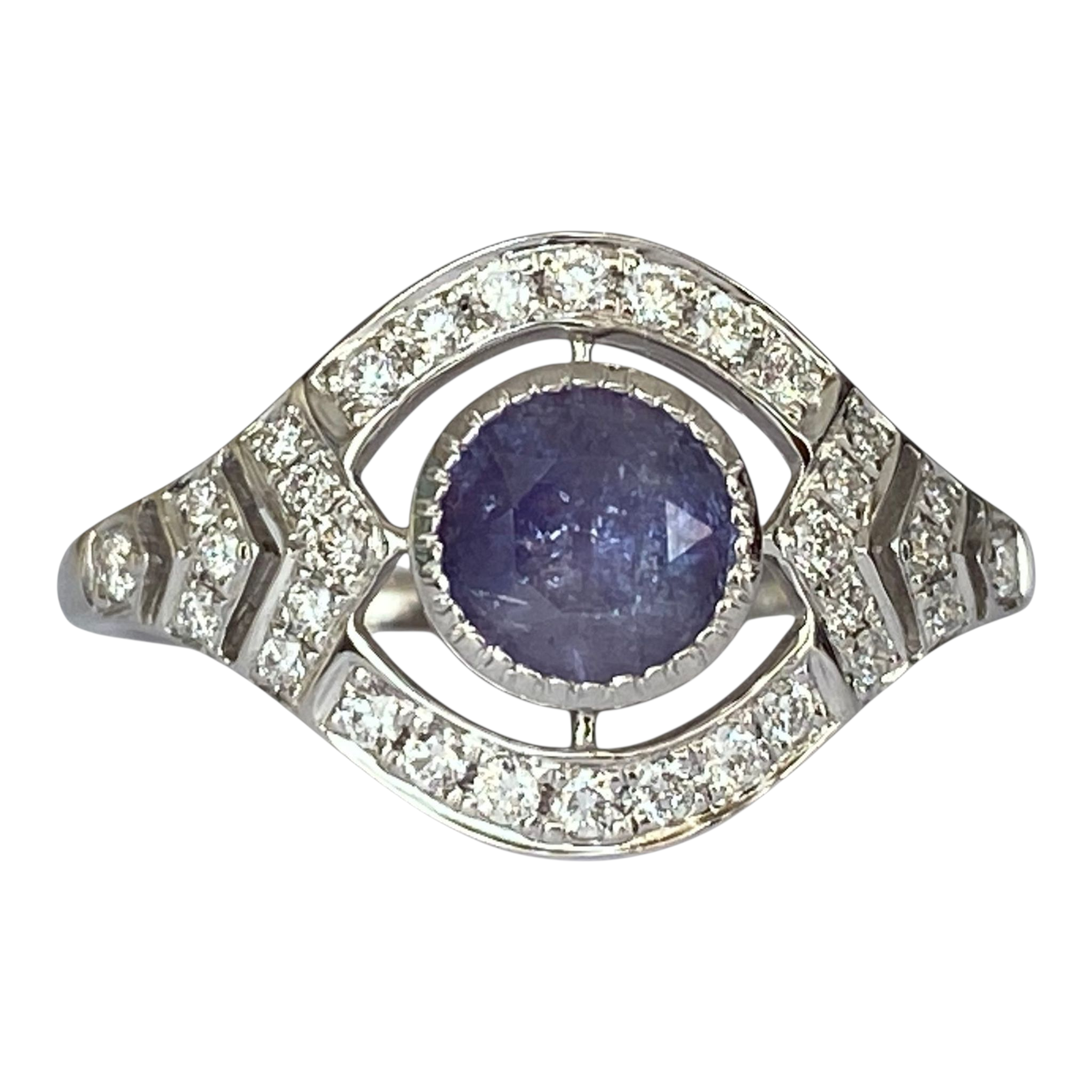 ALGT certified Natural 0.77 Carat  Alexandrite and  Diamond  White Gold  Ring