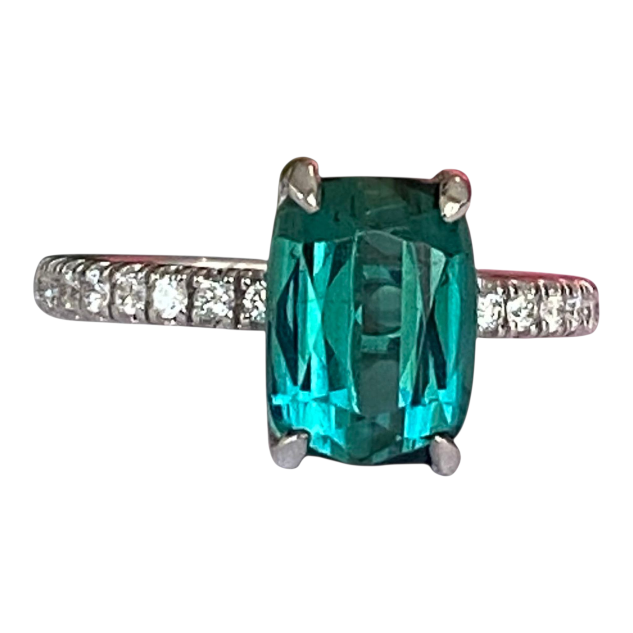ALGT Certified 2.80 Carat Lagoon Tourmaline Diamond Cocktail Gold ring