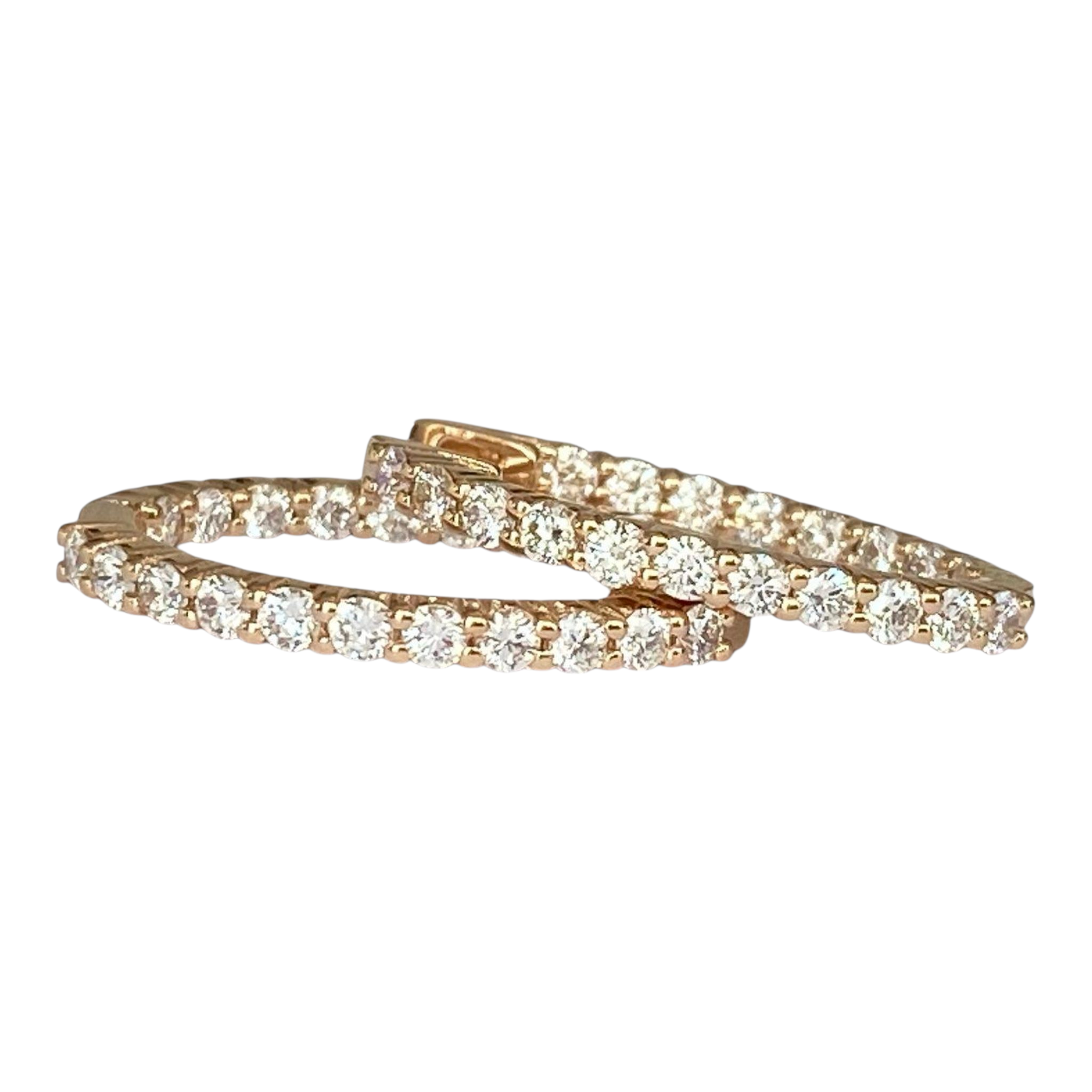 Rose Gold Huggies Hoop Diamond Earrings