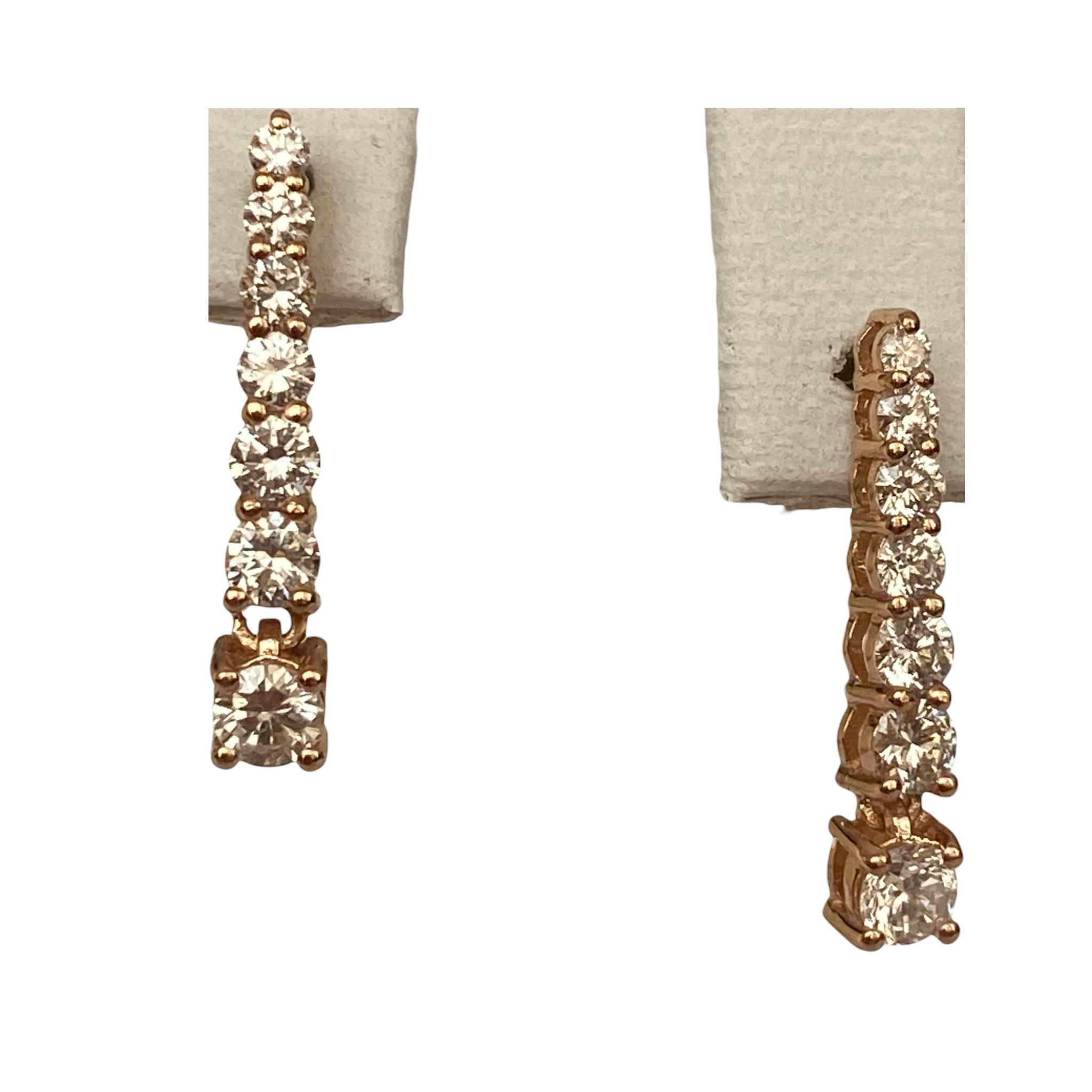 Rose 18 kt Gold Hanging Stud Earrings with Diamonds