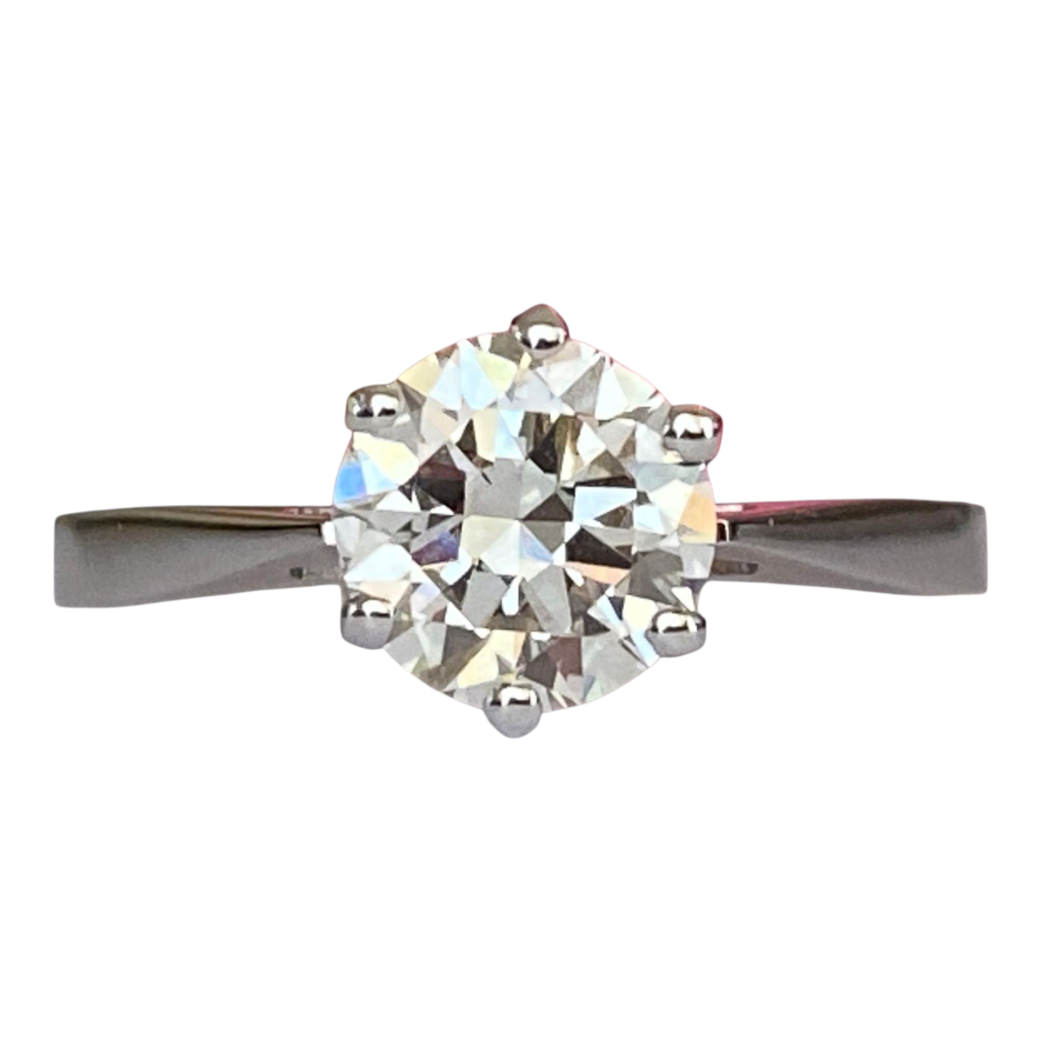 Certified 1.24 Carat  Old European Cut Diamond  White Gold Ring