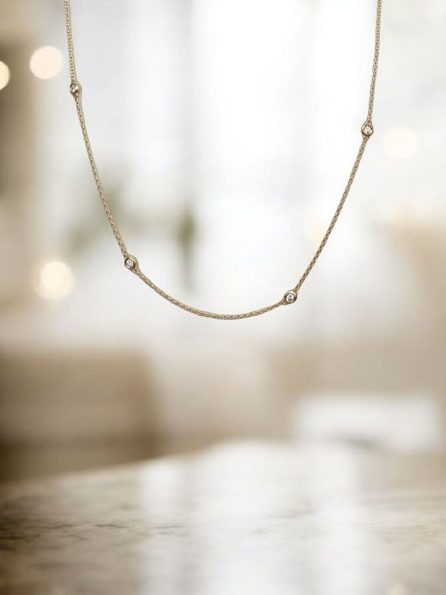 18K Yellow Gold Necklace with 0.40 Ct Diamonds