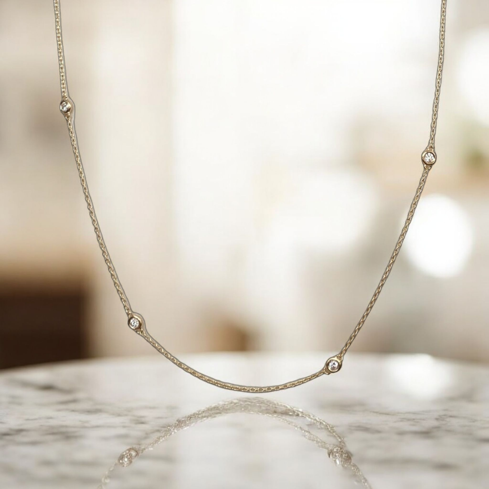 18K Yellow Gold Necklace with 0.40 Ct Diamonds