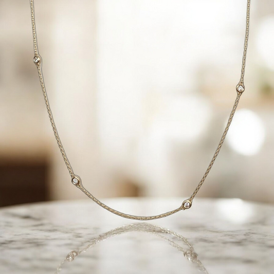 18K Yellow Gold Necklace with 0.40 Ct Diamonds