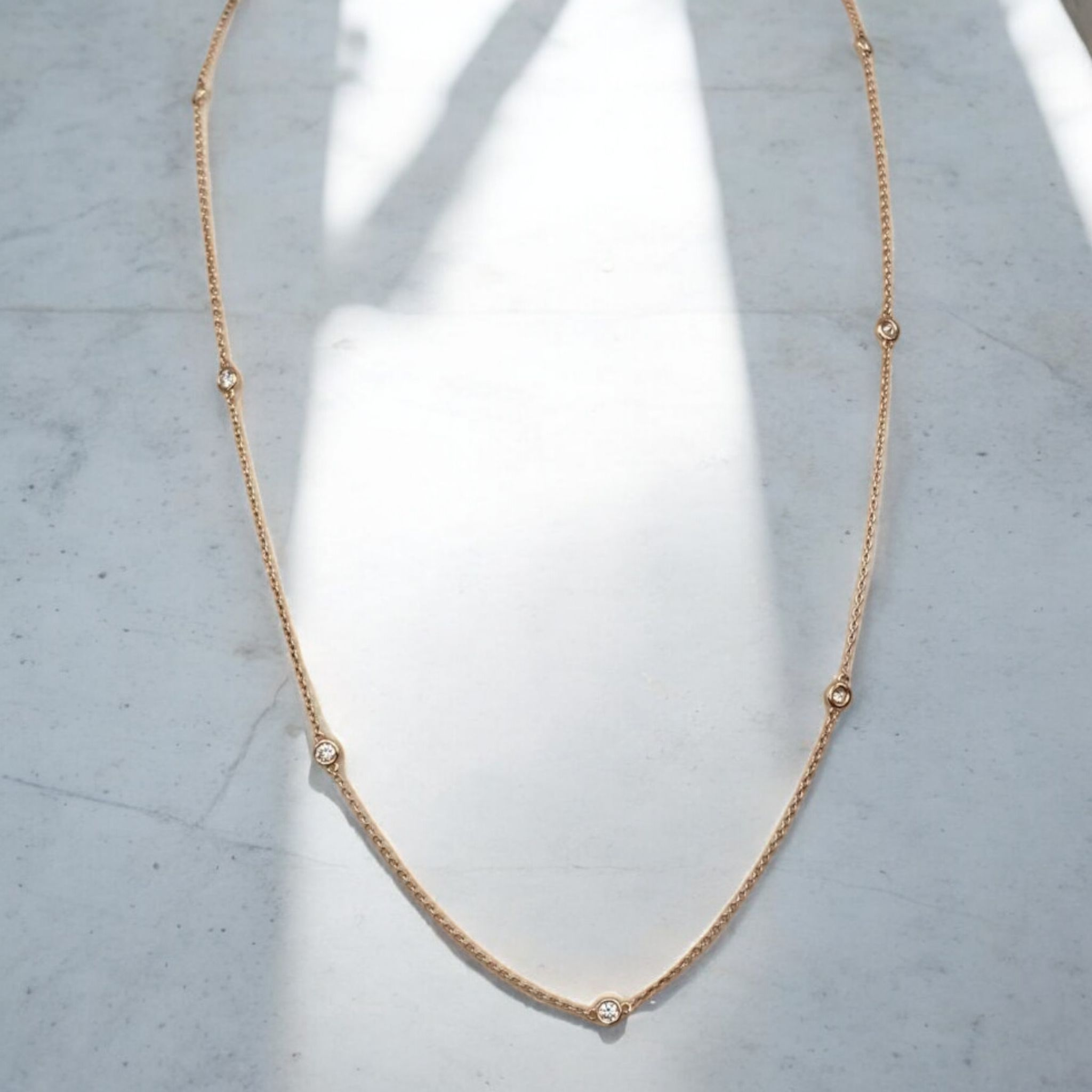 18K Pink Gold Necklace with 0.40 Ct Diamonds