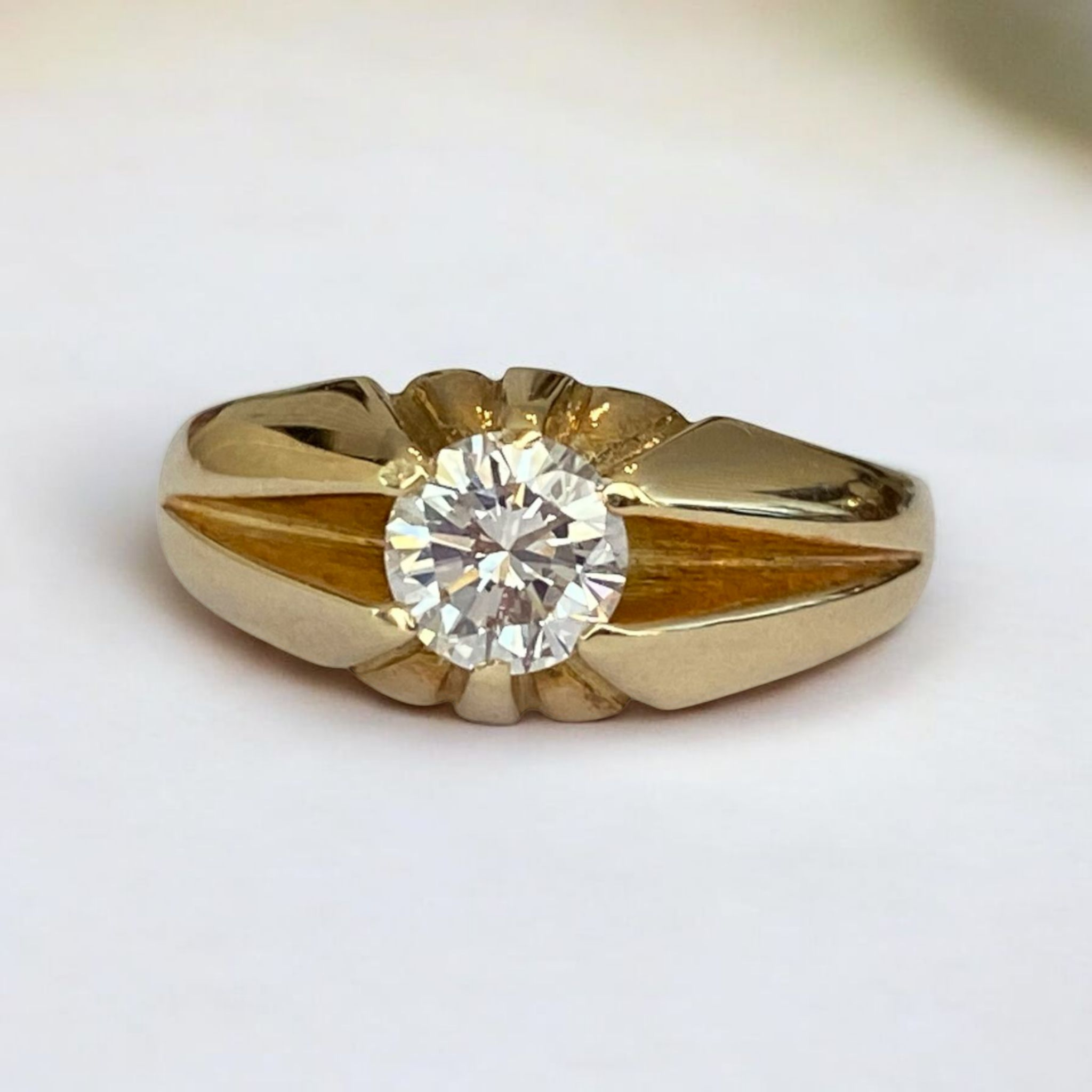 14K Yellow Gold Dome Solitaire Engagement Diamond Ring – 0.65 Ct