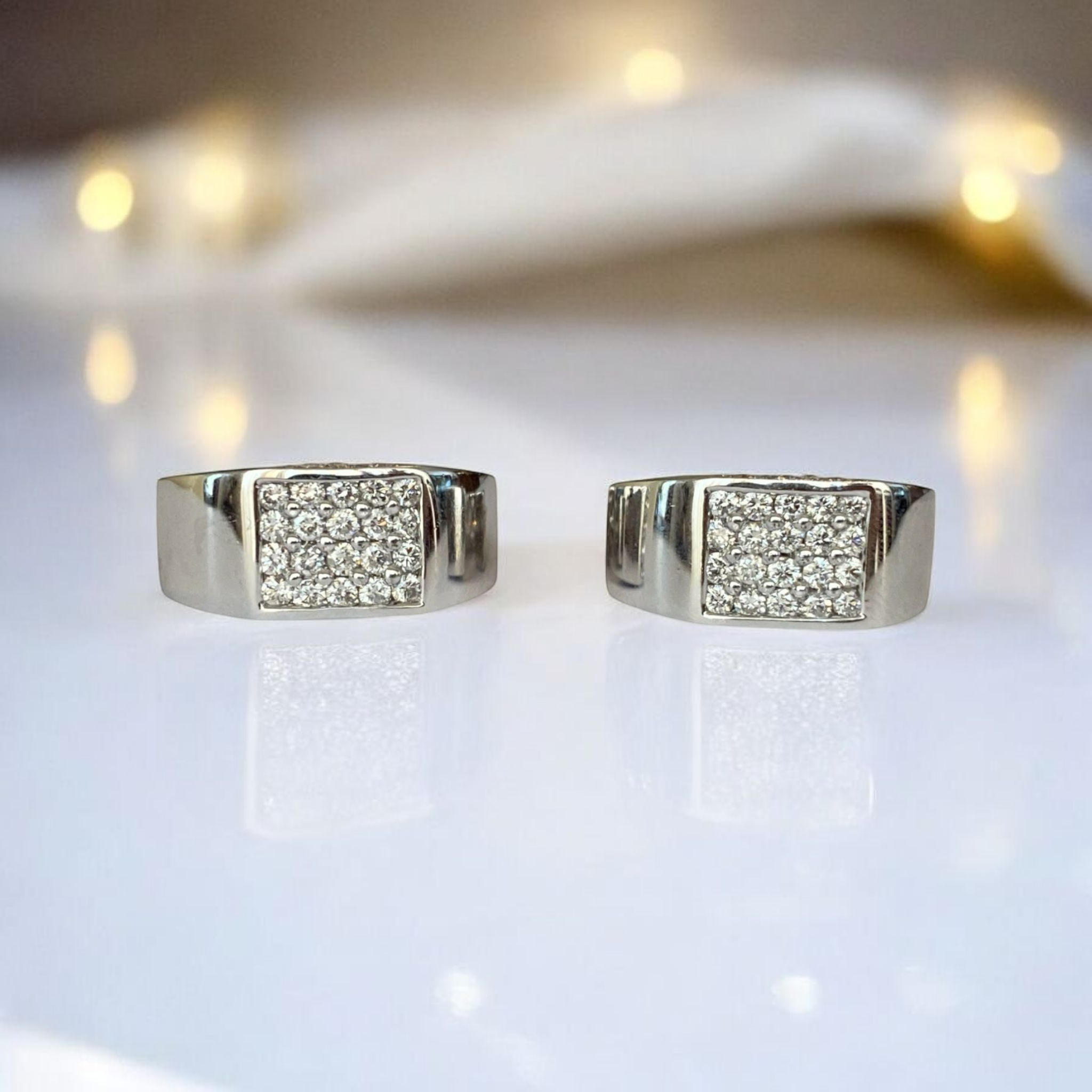 Pavé Set 1.40 ct Diamond & 18K White Gold Hoop Clip Earrings