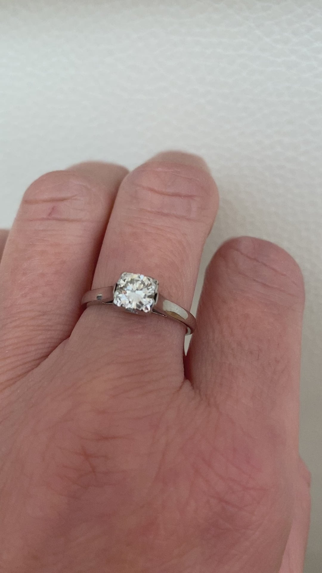 Late Art Deco 0.63  Carat Old European Brilliant Cut Diamond Solitaire Engagemen