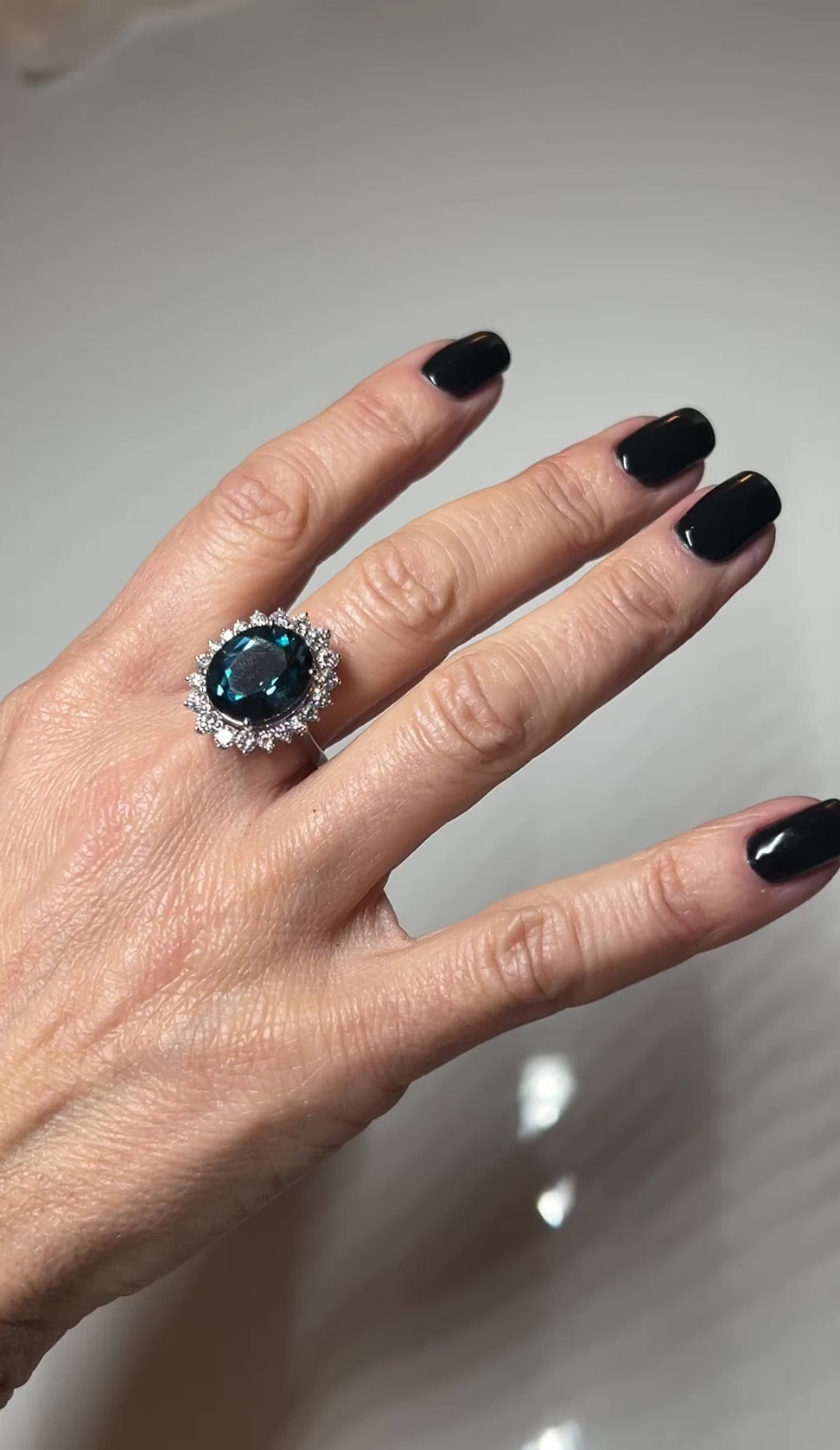 7.00 Ct London Blue Topaz & Diamond Cocktail Ring