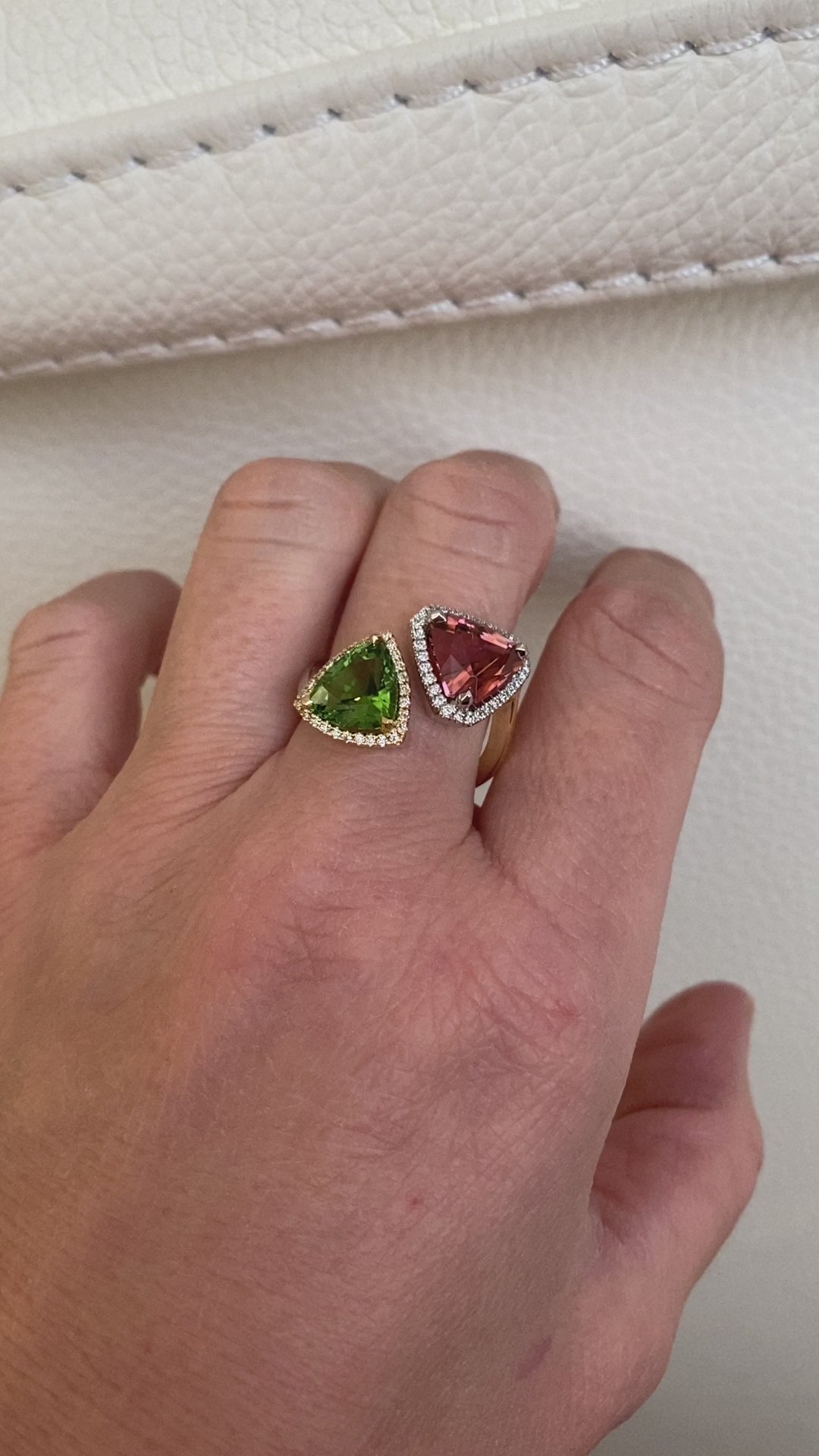 ALGT Certified Toi et Moi 5.84 crt Tourmalines and Diamond Cocktail Ring