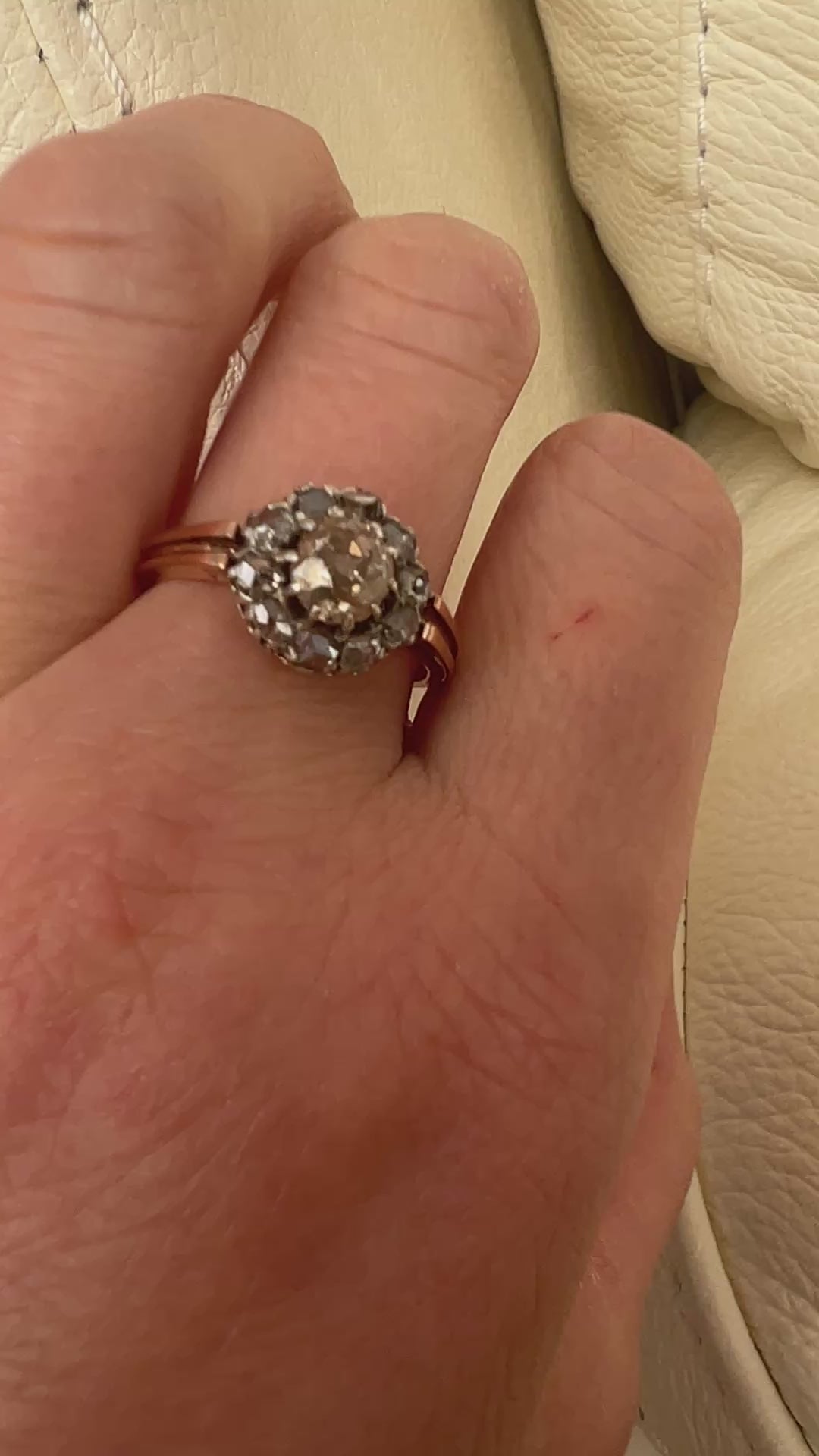 Antique Circa 1900s 18k Gold Handmade Natural Rose and Bolshevik Cut Diamond